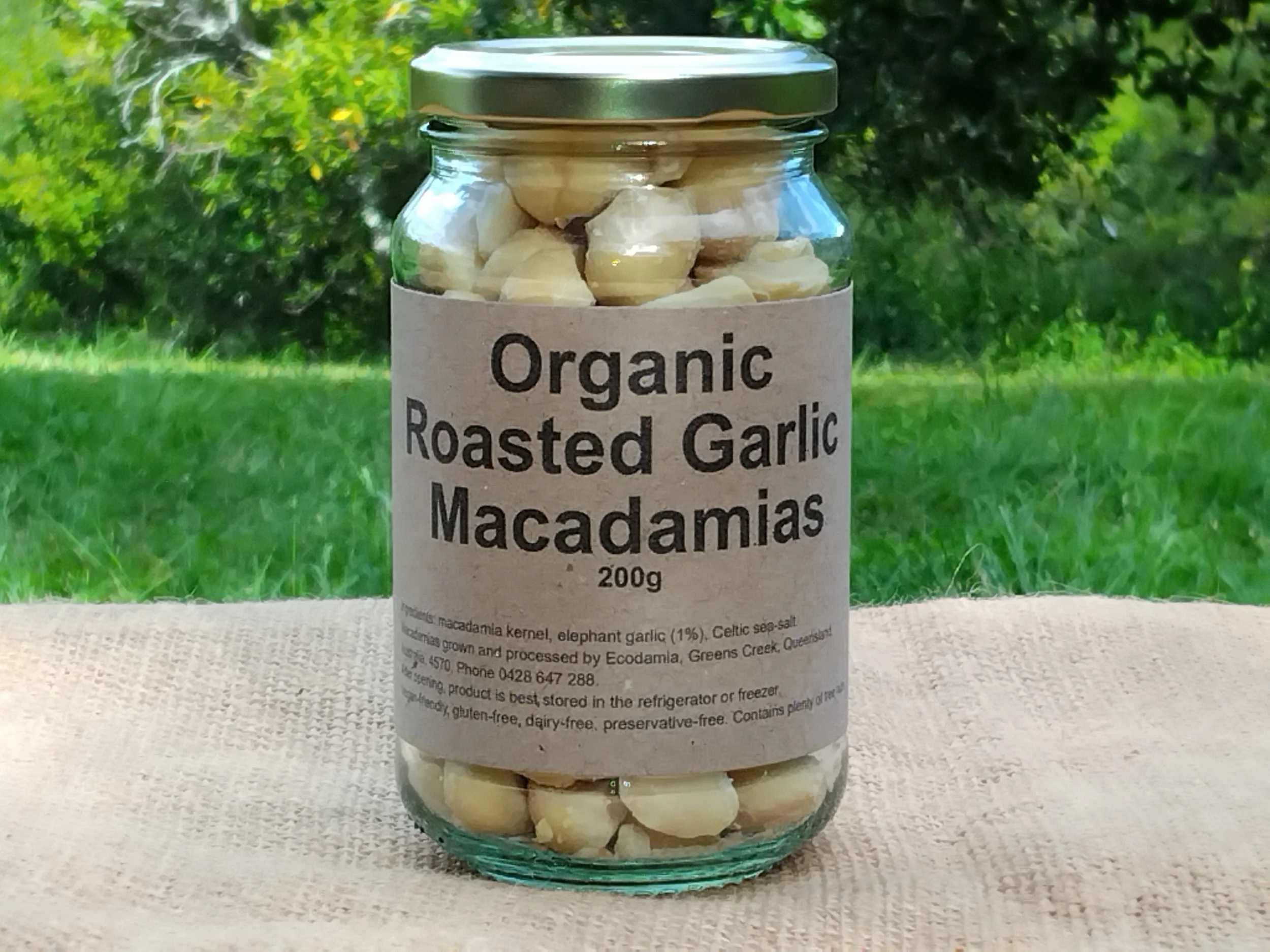 Roasted Garlic Macadamias 200g - Certified Organic