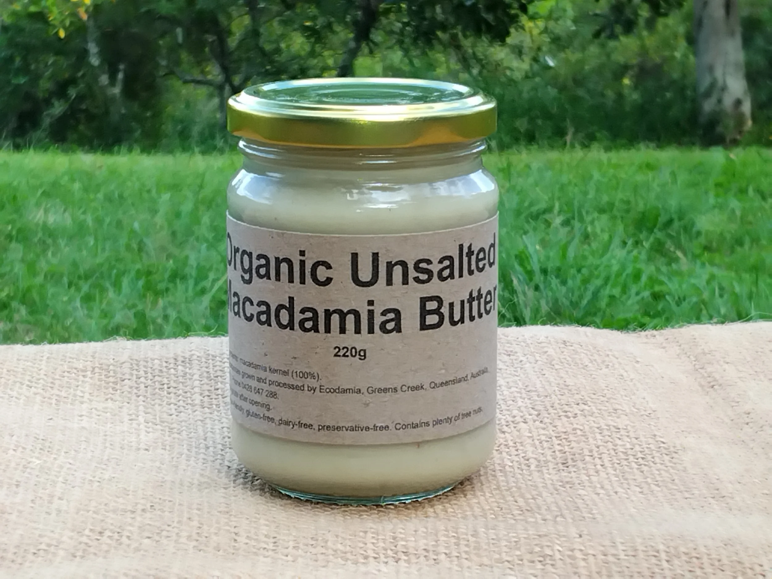 Unsalted Macadamia Butter 220g - Certified Organic