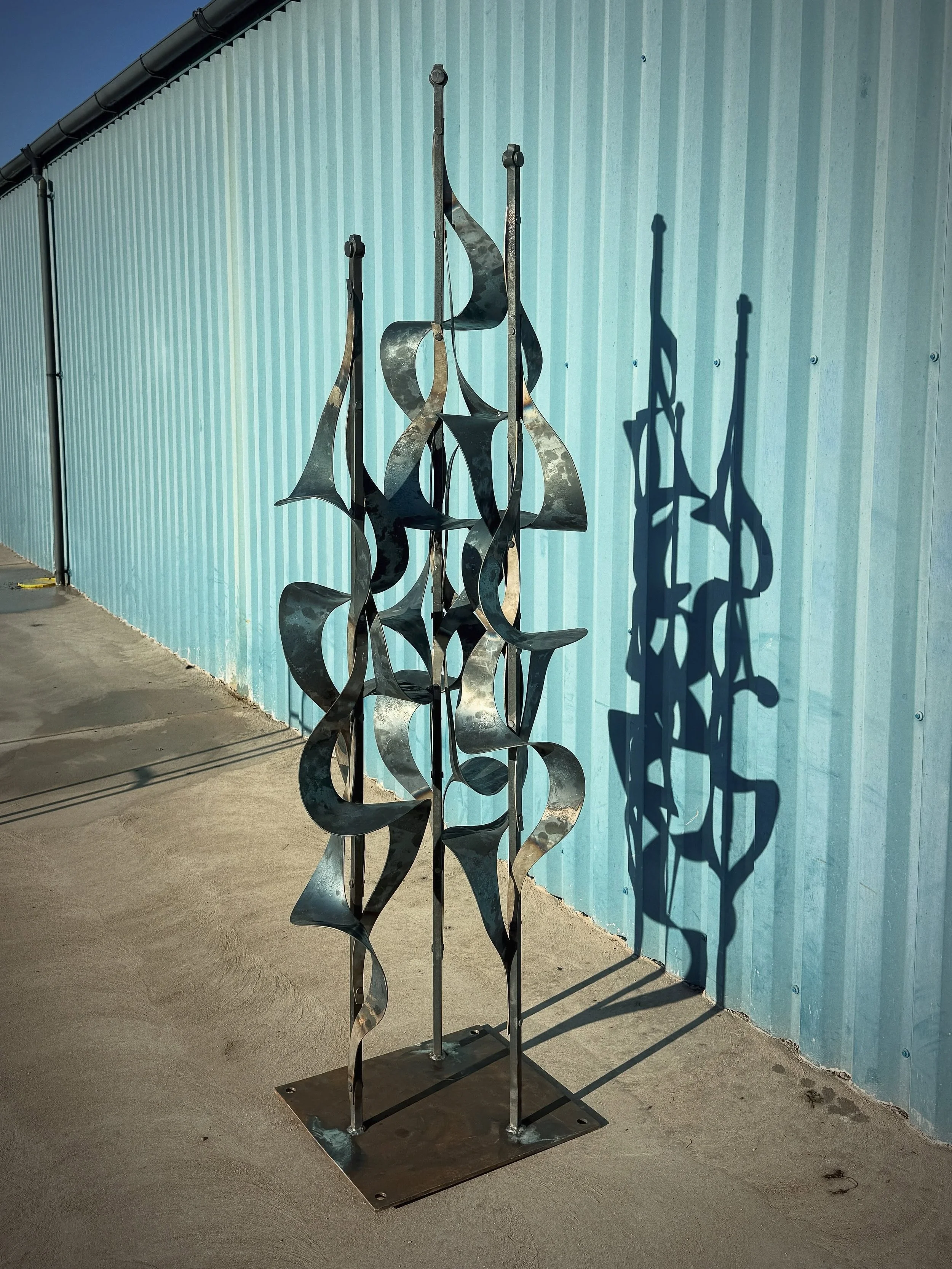 Shimmer and Ripples. Samples for an upcoming sculpture. Who says the samples shouldn&rsquo;t be sculptures in their own right too! Would love to know what you think on these new shapes? 🤔 Awaiting the galvanisers now.. 😬⚒️ #sculpture #metalart #met