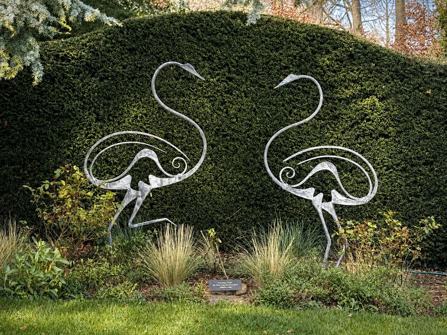 contemporary nouveau large steel bird sculpture handmade in the uk