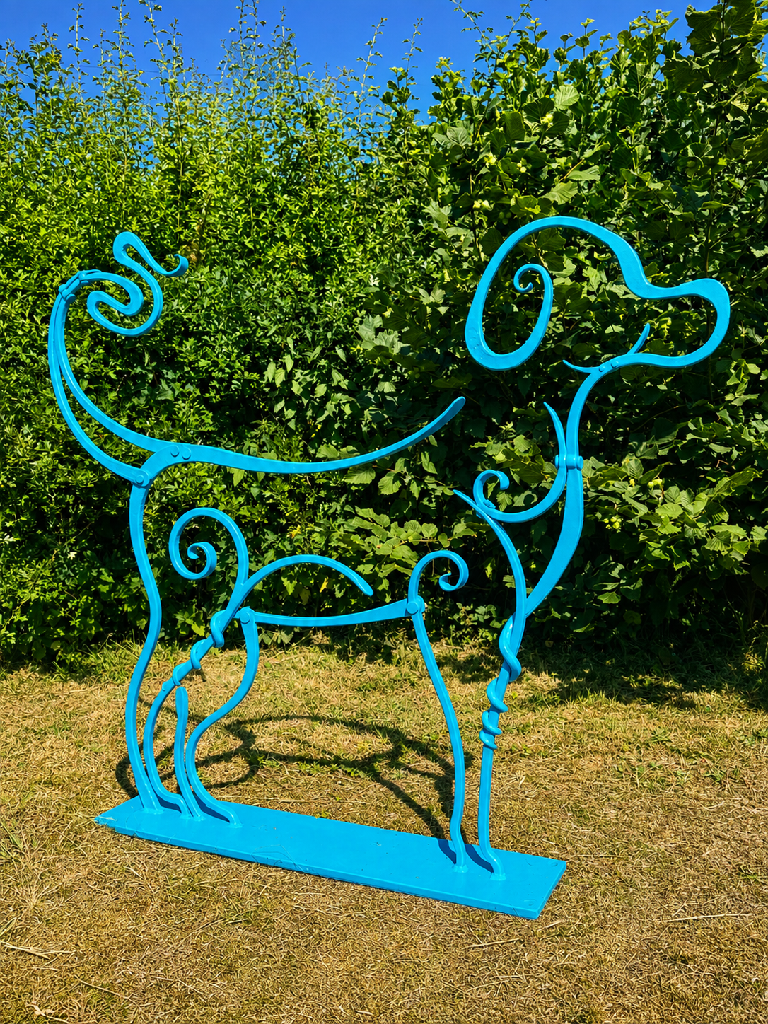 hand forged dog, life size garden sculpture wrought iron steel 