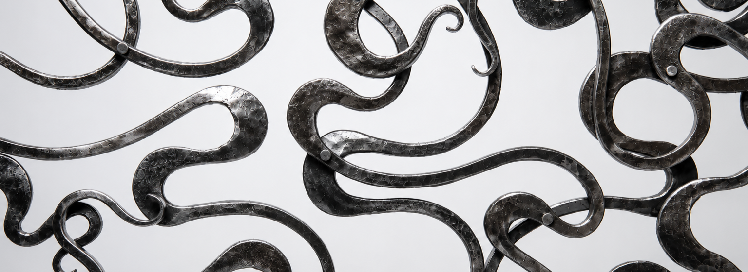 art nouveau metalwork forged sculpture steel artwork curved contemporary sculpture