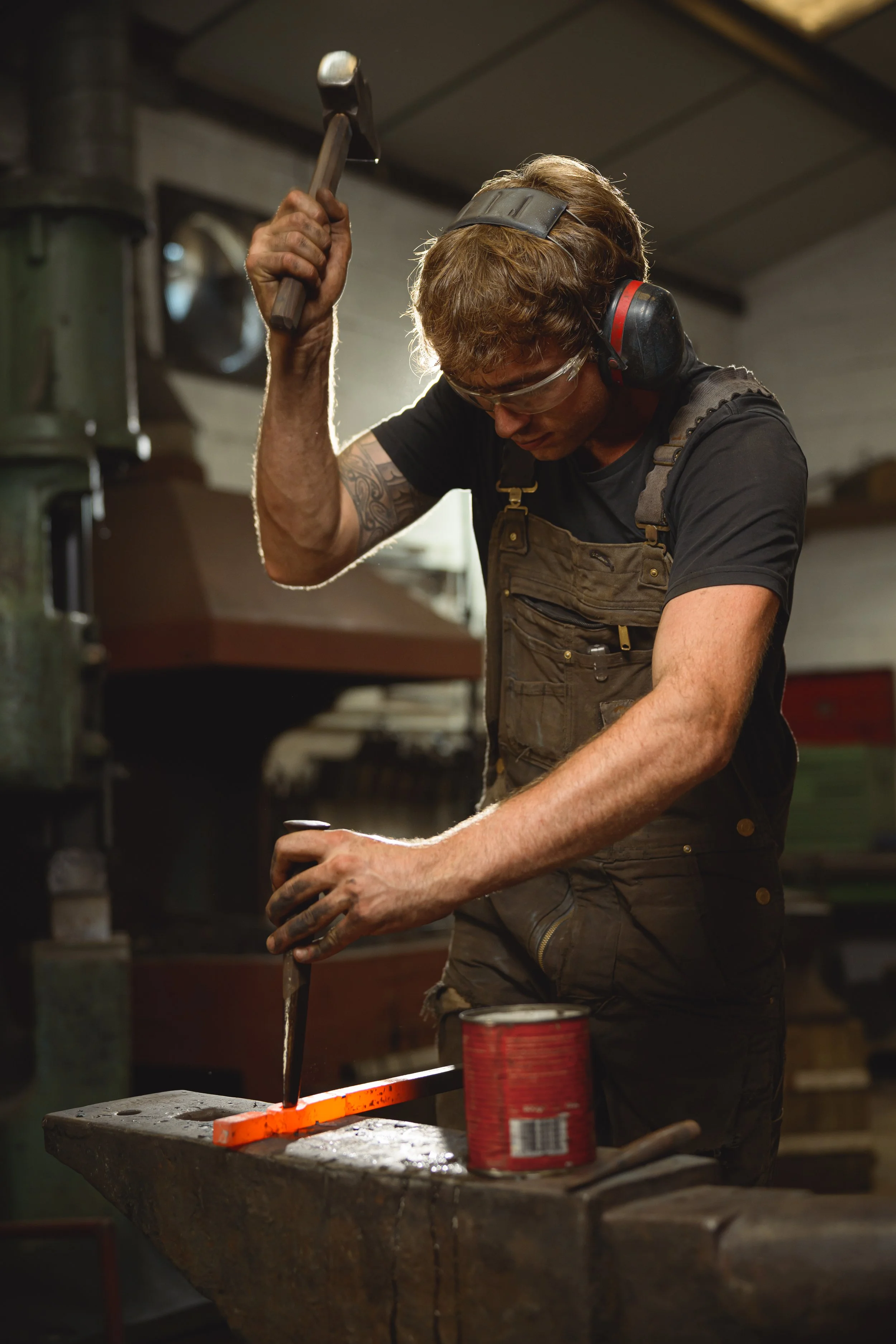 punching a hole through hot steel
