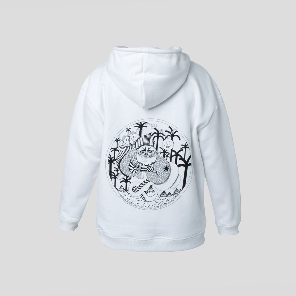 White Embroidered Hoodie