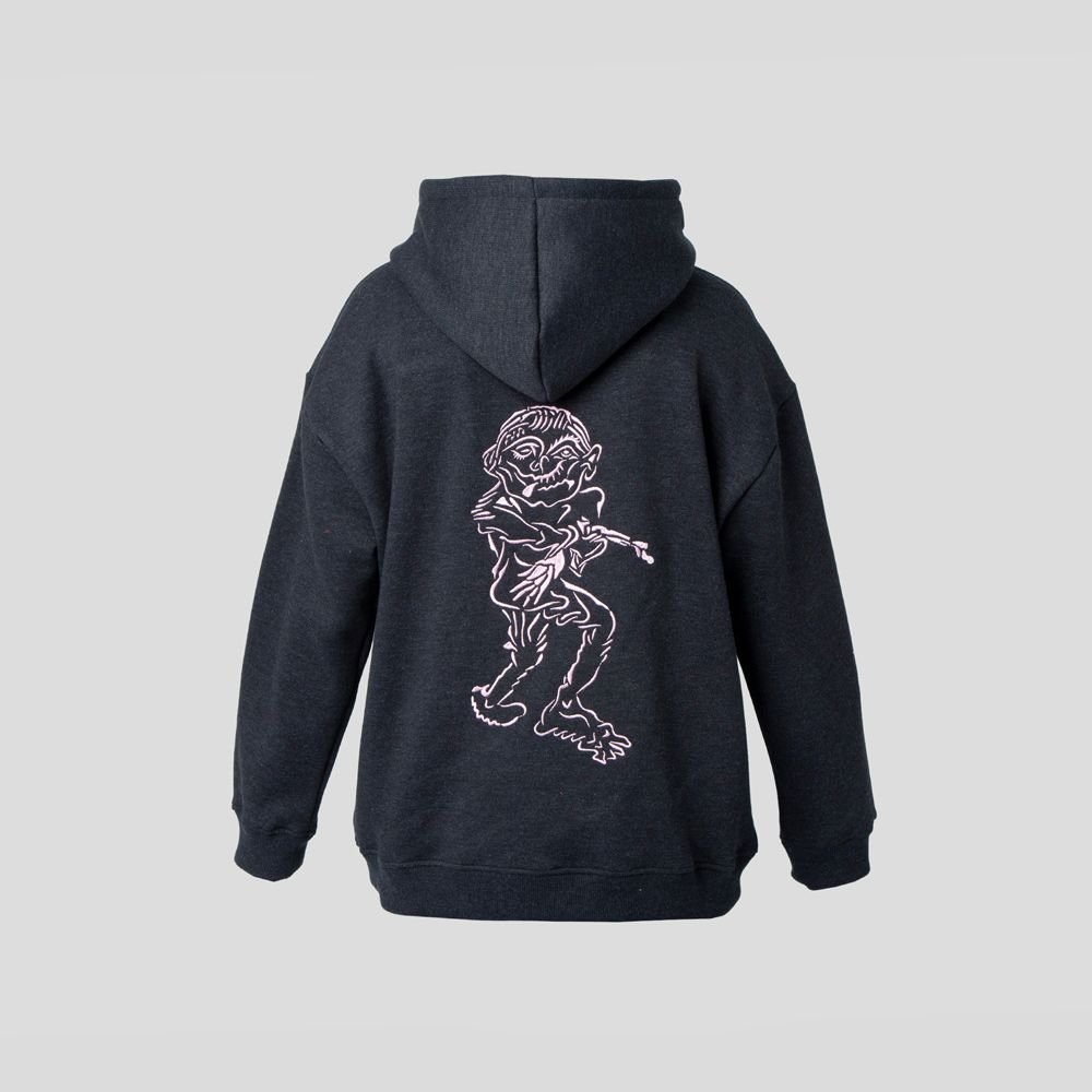 Grey Embroidered Hoodie