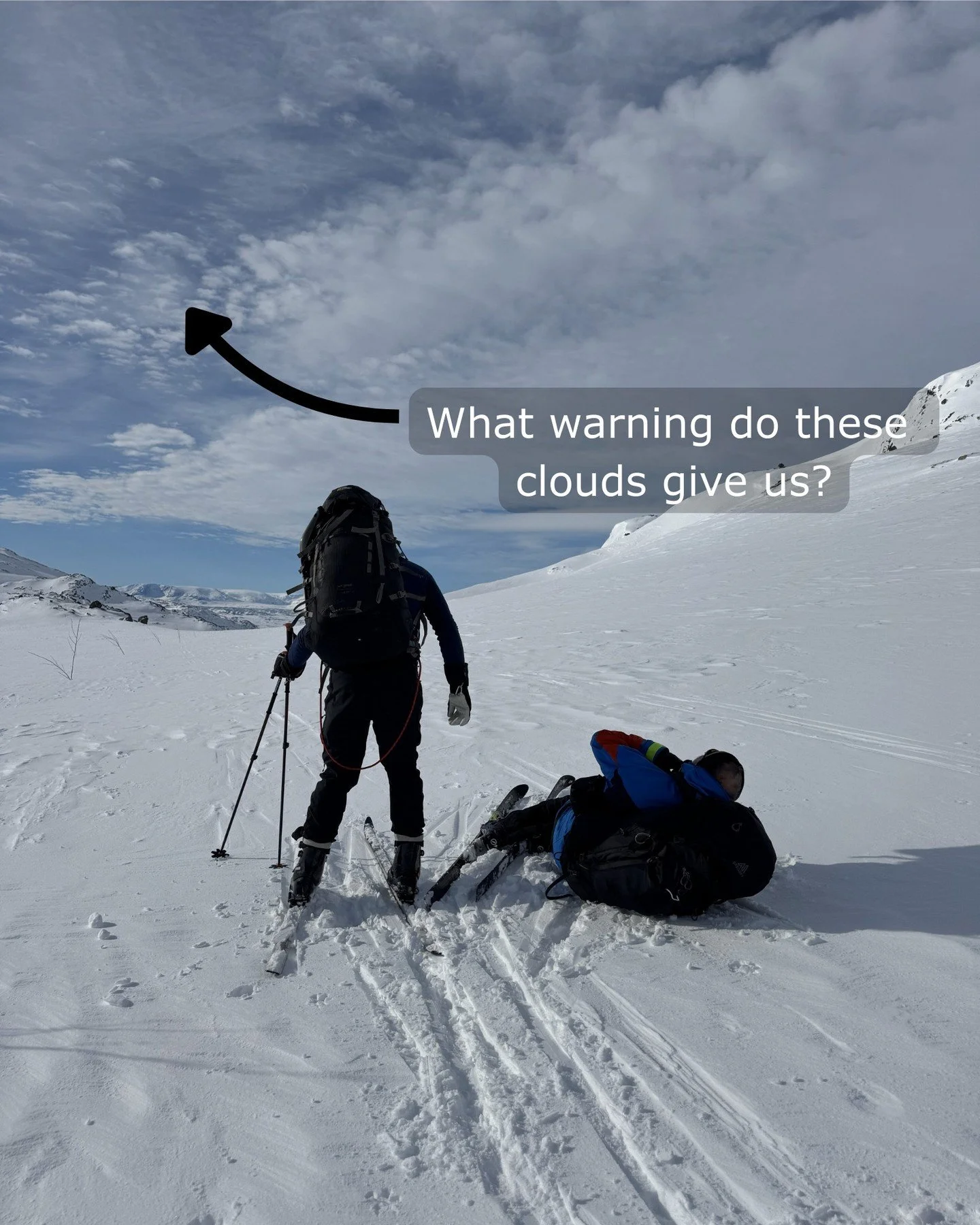 What do you notice about these pictures? 😬  Other than Philipe falling over, the clouds are a good point of interest here. This kind of cloud formation (often known as mackerel sky) are either high-altitude cirrocumulus or mid-level altocumulus clou