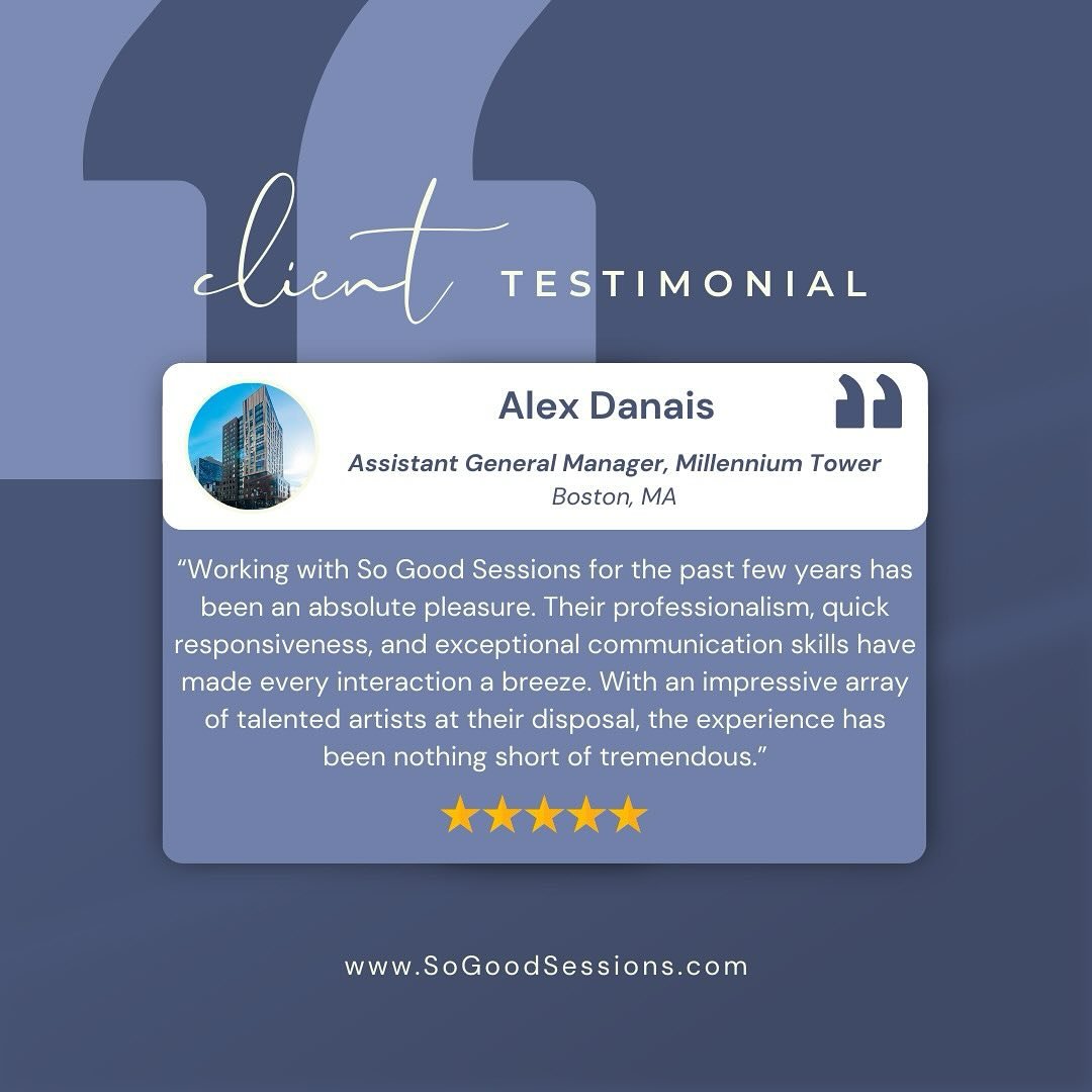 Thank you for the kind words, @millennium_tower! We are so glad that you have had such positive experiences with So Good Sessions!