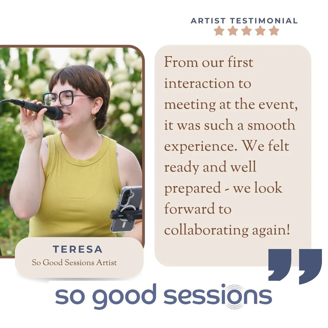 One of our favorite parts of So Good Sessions is getting to work with talented musicians and help create opportunities for them to do what they do best. 🎶

Teresa and her duo recently performed their first private event with So Good Sessions, and th
