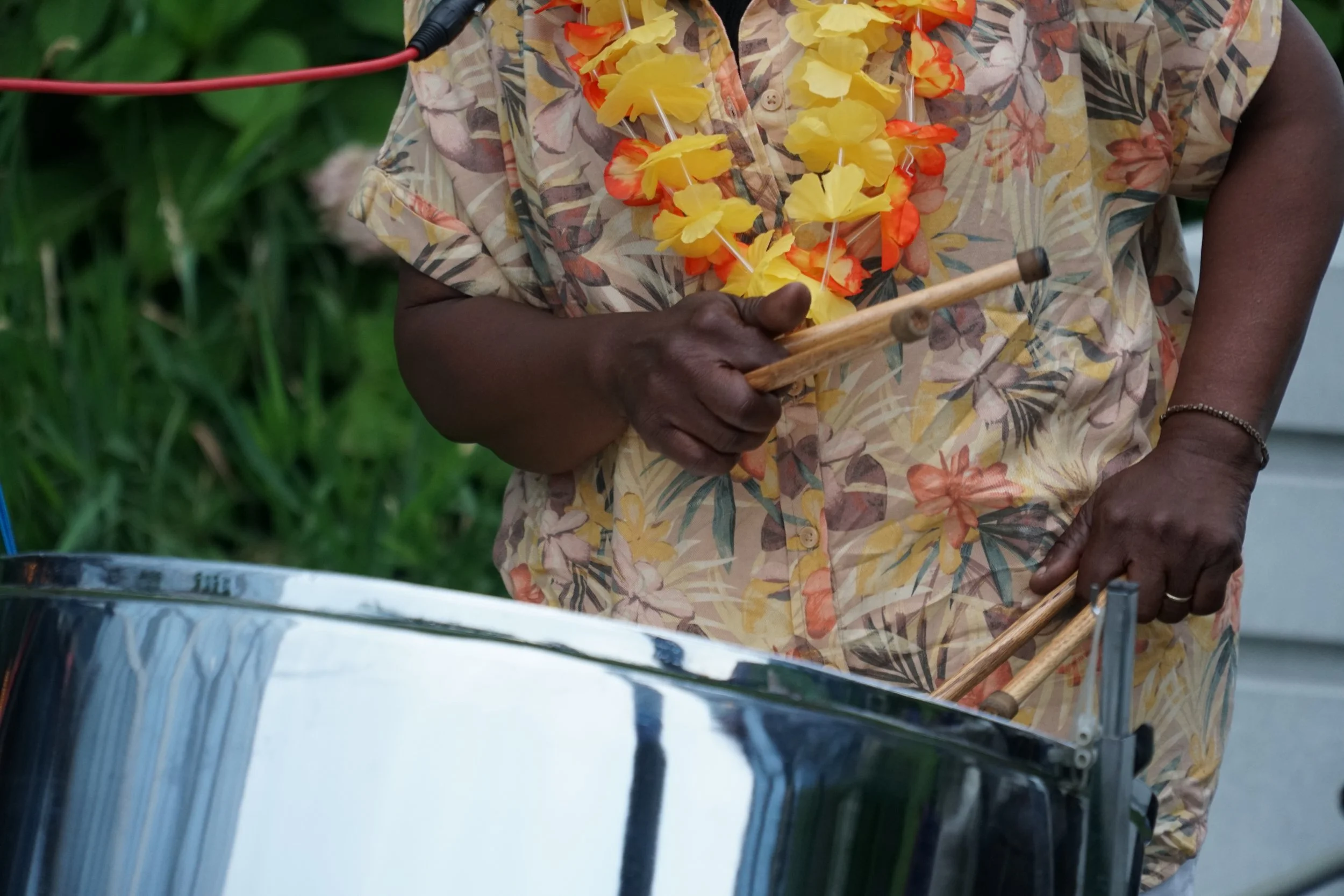 Live steel pan performance by Sista Dee at a Boston resident event