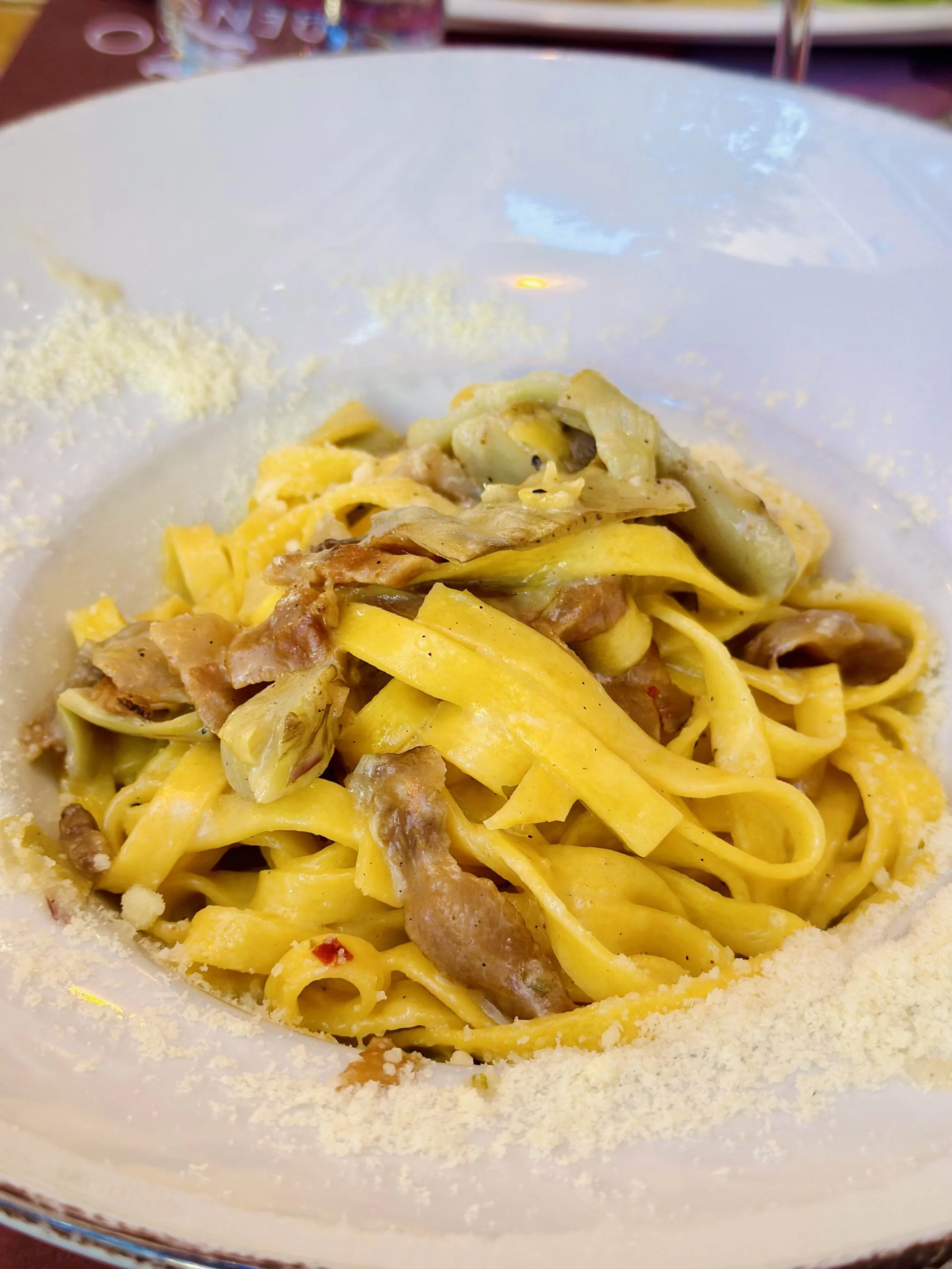 Guanciale, artichoke and pecorino tagliatelle