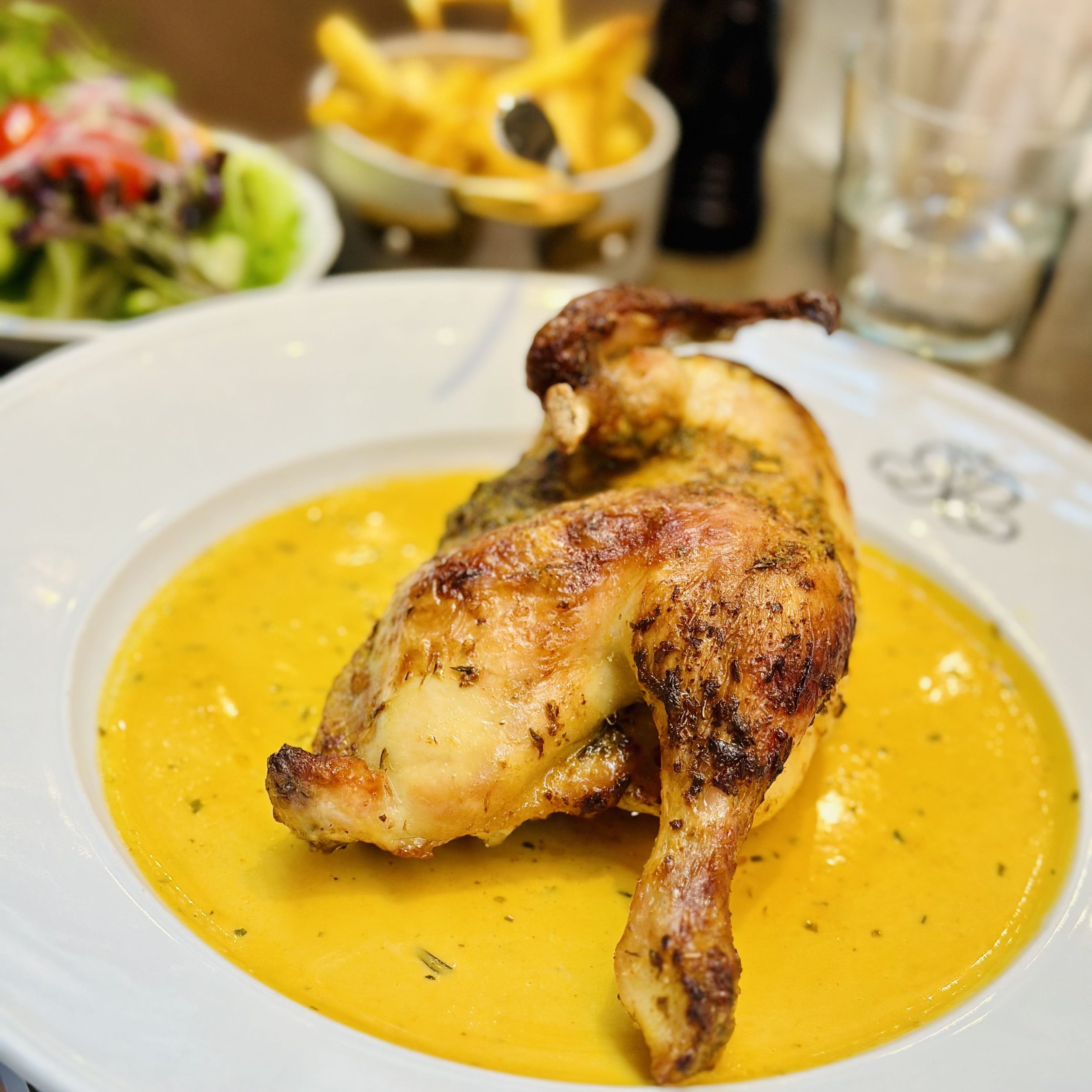 Rotisserie chicken with cafe de Paris butter