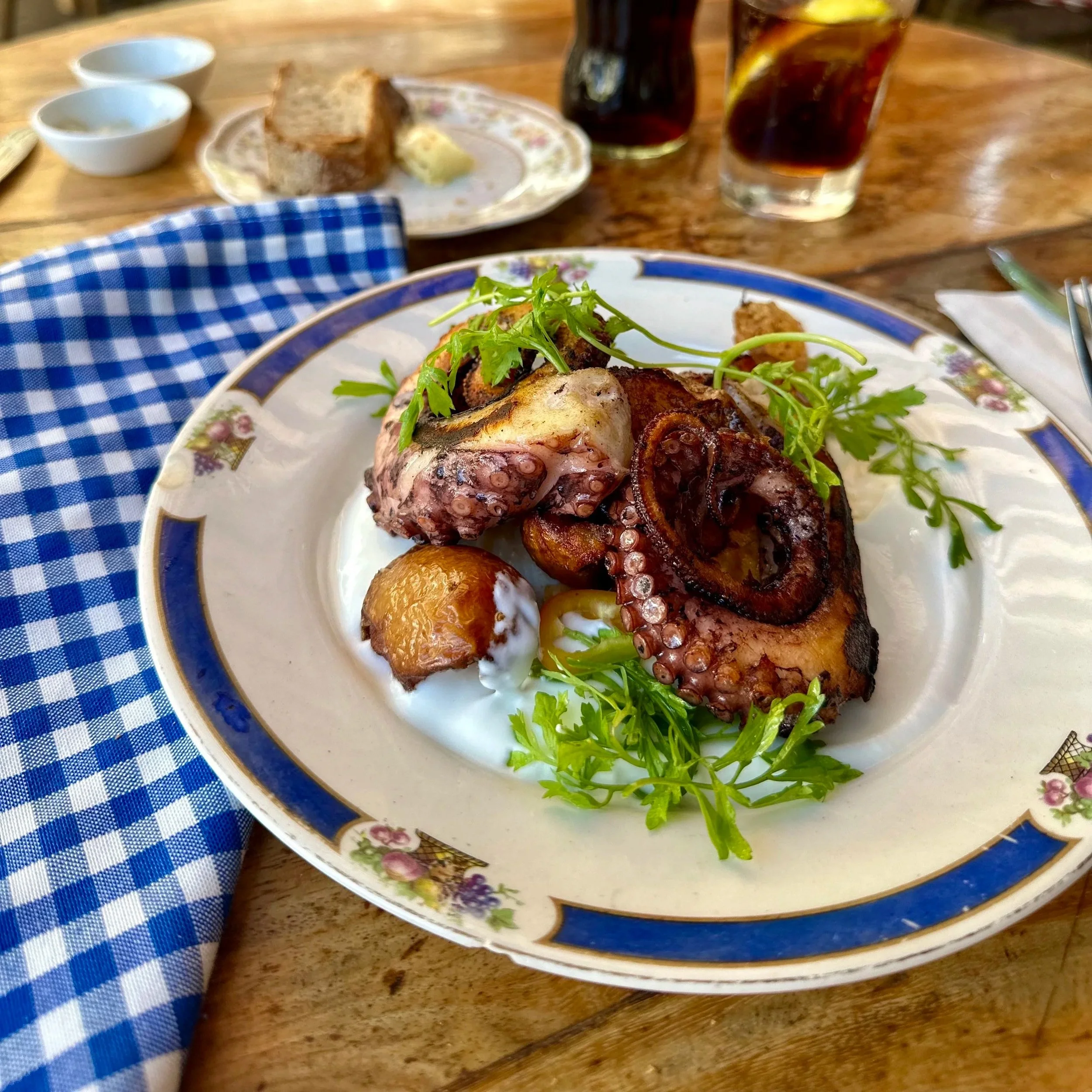 Crispy Pulpo with Garlic Lemon Curd Yogurt