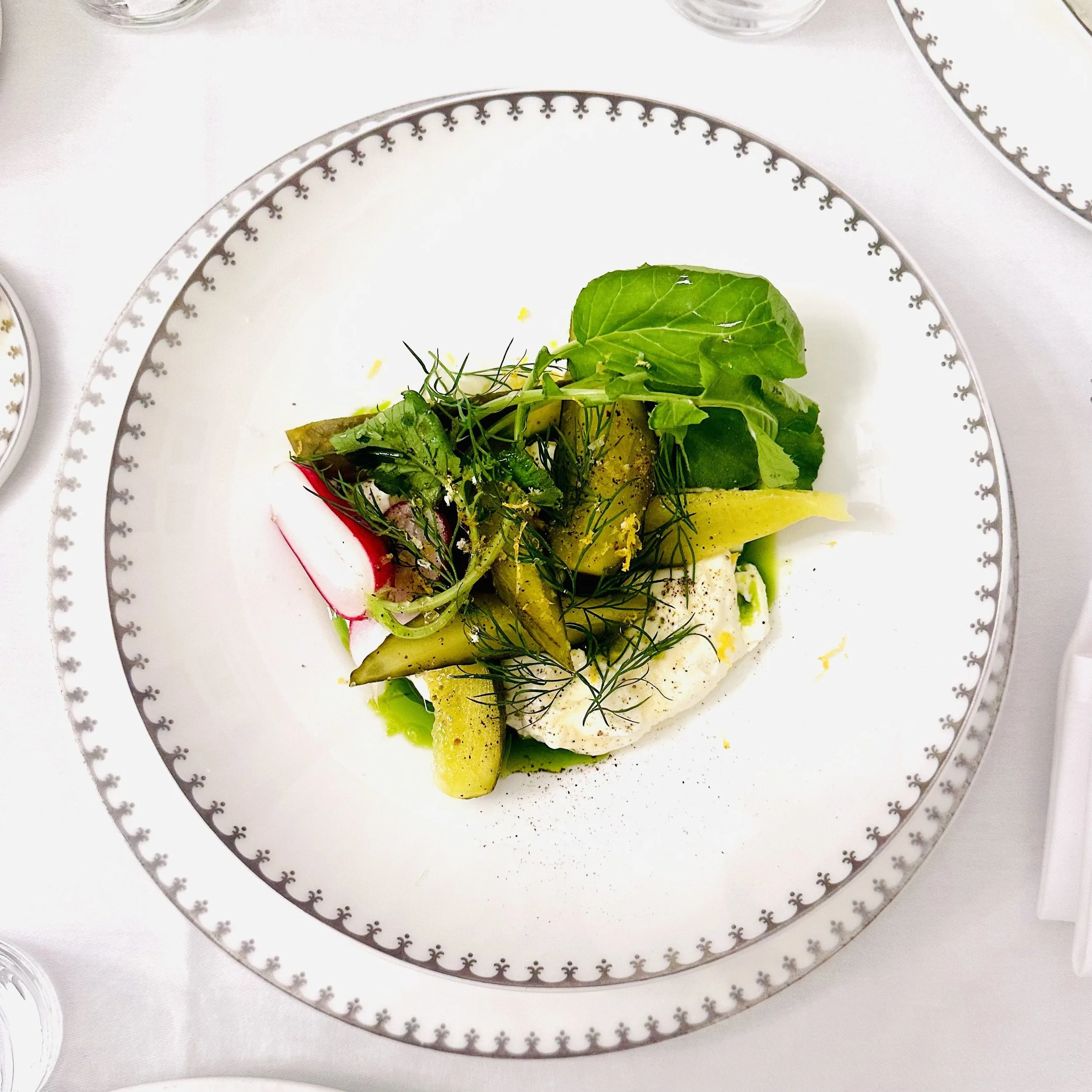 Grand Hôtel Style Pickled Gherkins with Honeyed Yogurt