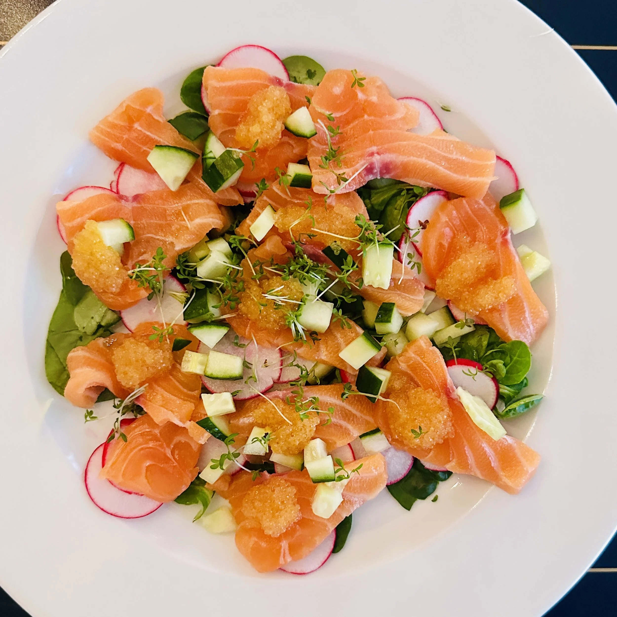 Salmon Sashimi Salad with Roe &amp; Yuzu Soy