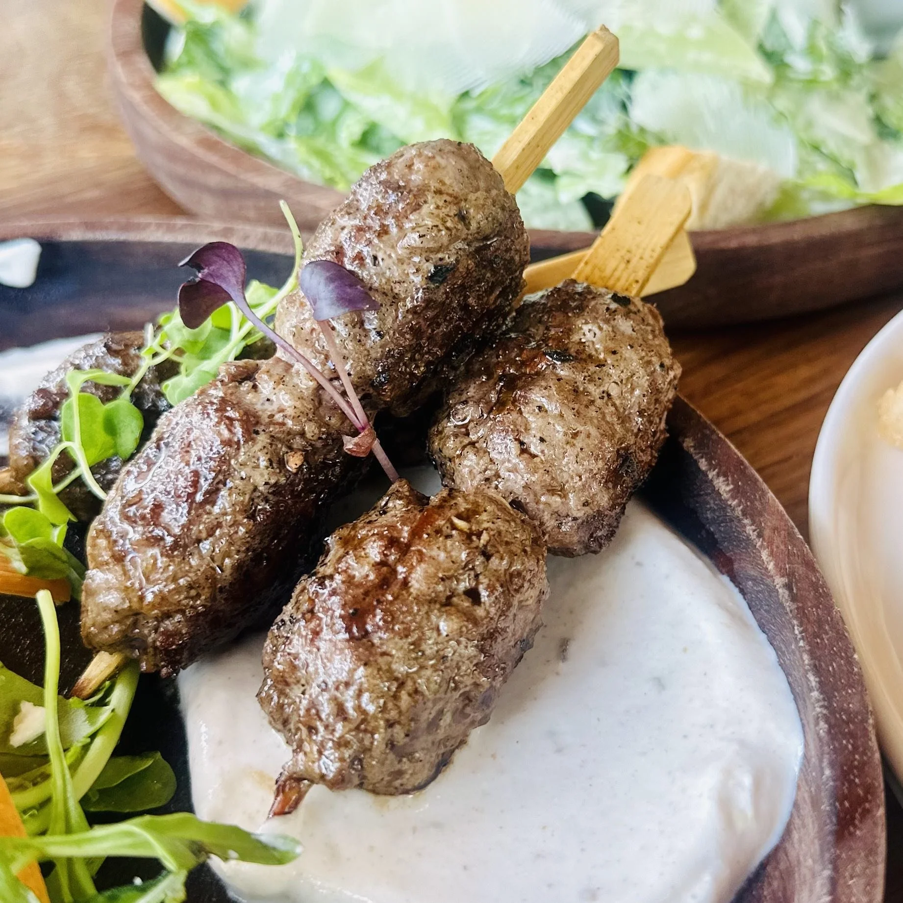 Grilled Lamb Kofta with Creamy Garlic Sauce