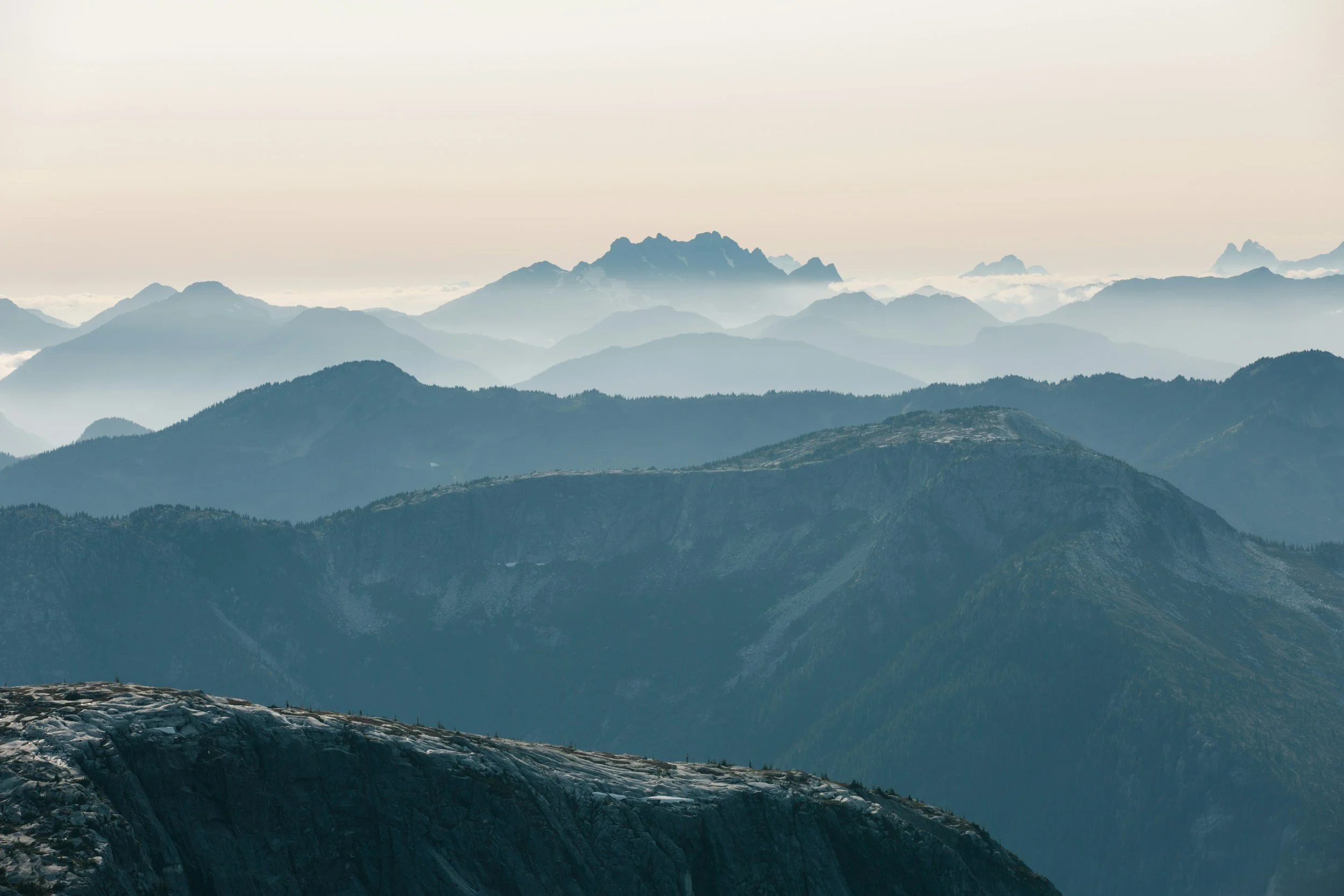 Misty mountain ranges