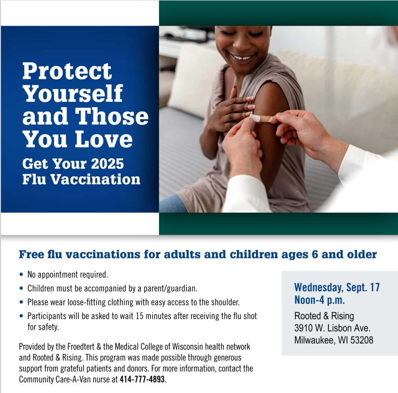 Froedtert FLU Vaccination Clinic at Rooted & Rising - Washington Park