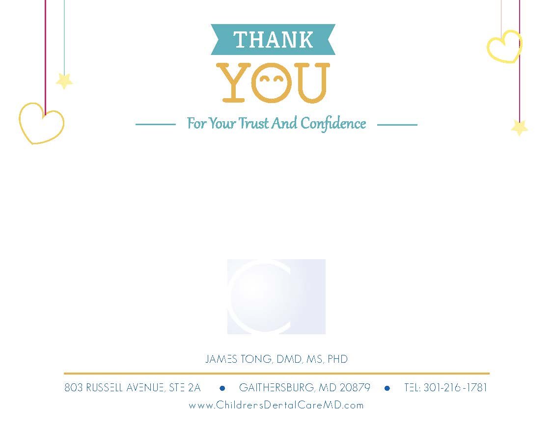 Pediatric Thank You Card Back