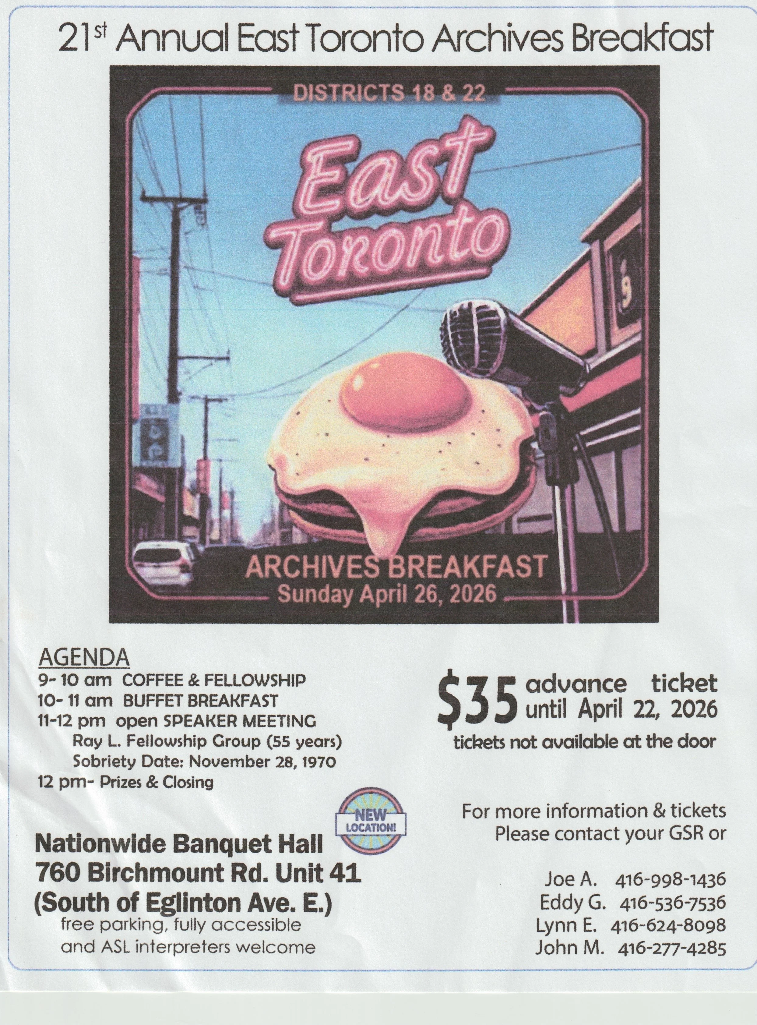 21st Annual East Toronto Archives Breakfast