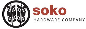 Logo of Soko Hardware Company featuring a black circle with a white stylized tire tread pattern and the words 'soko HARDWARE COMPANY' to the right.
