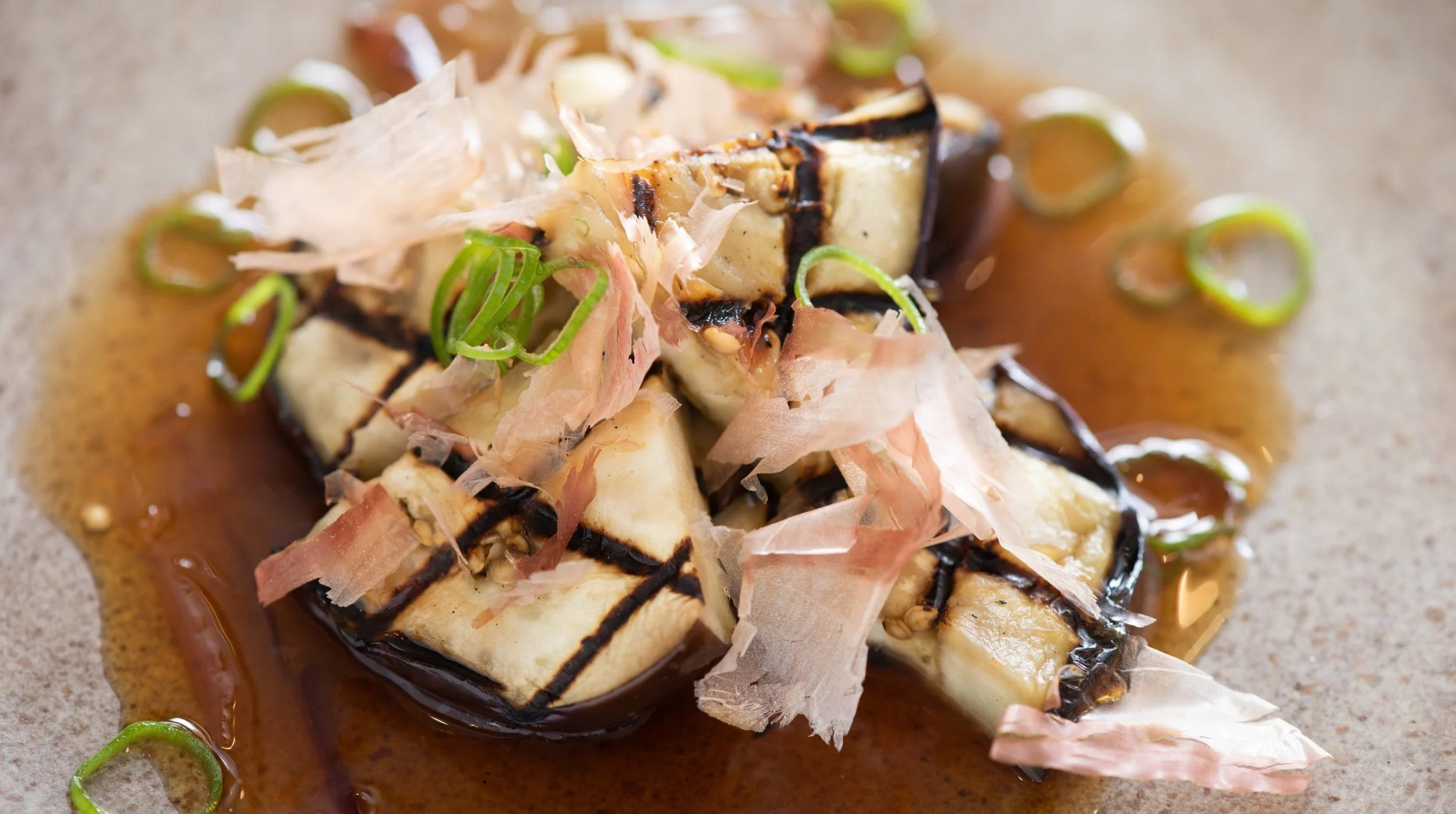 GRILLED EGGPLANT WITH GINGER DASHI — The Chef's Press
