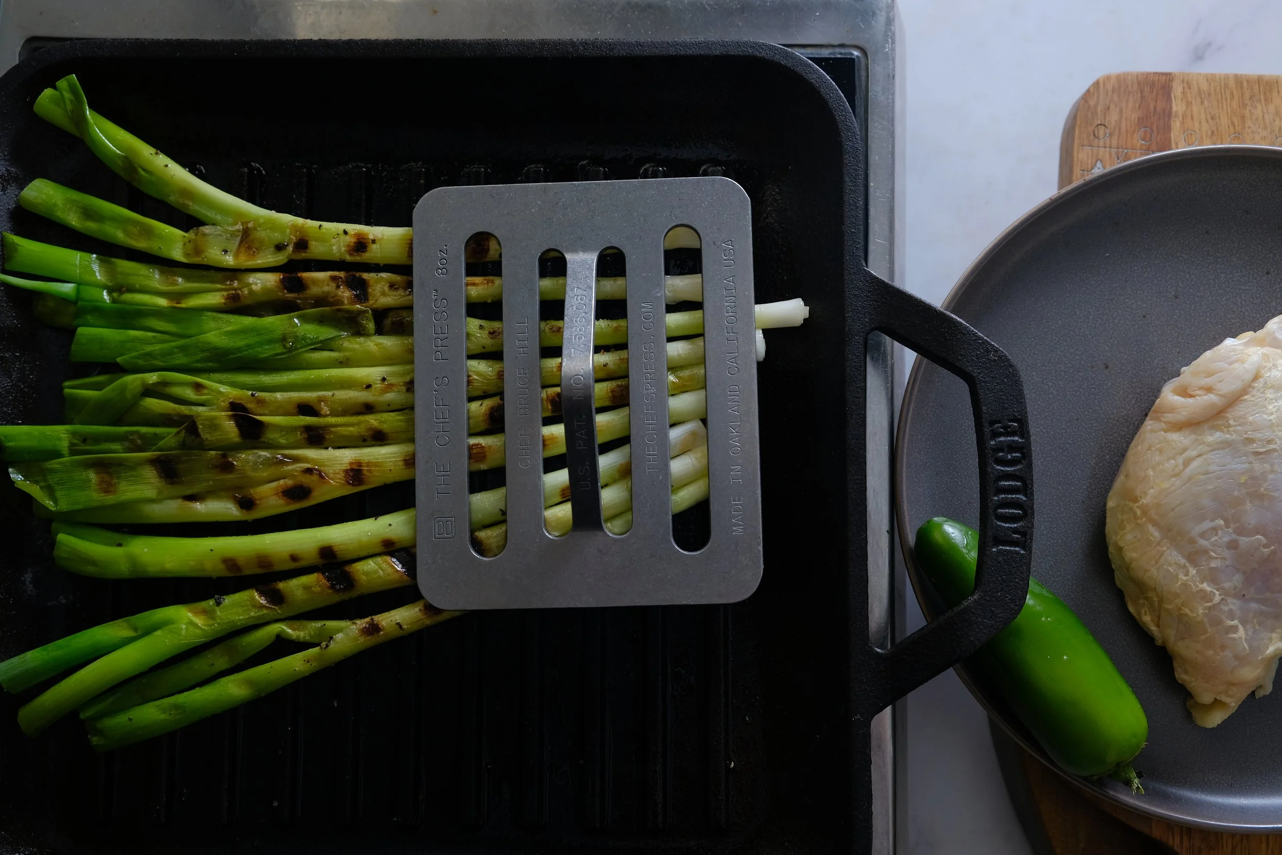 Scallions with The Chefs Press.JPG