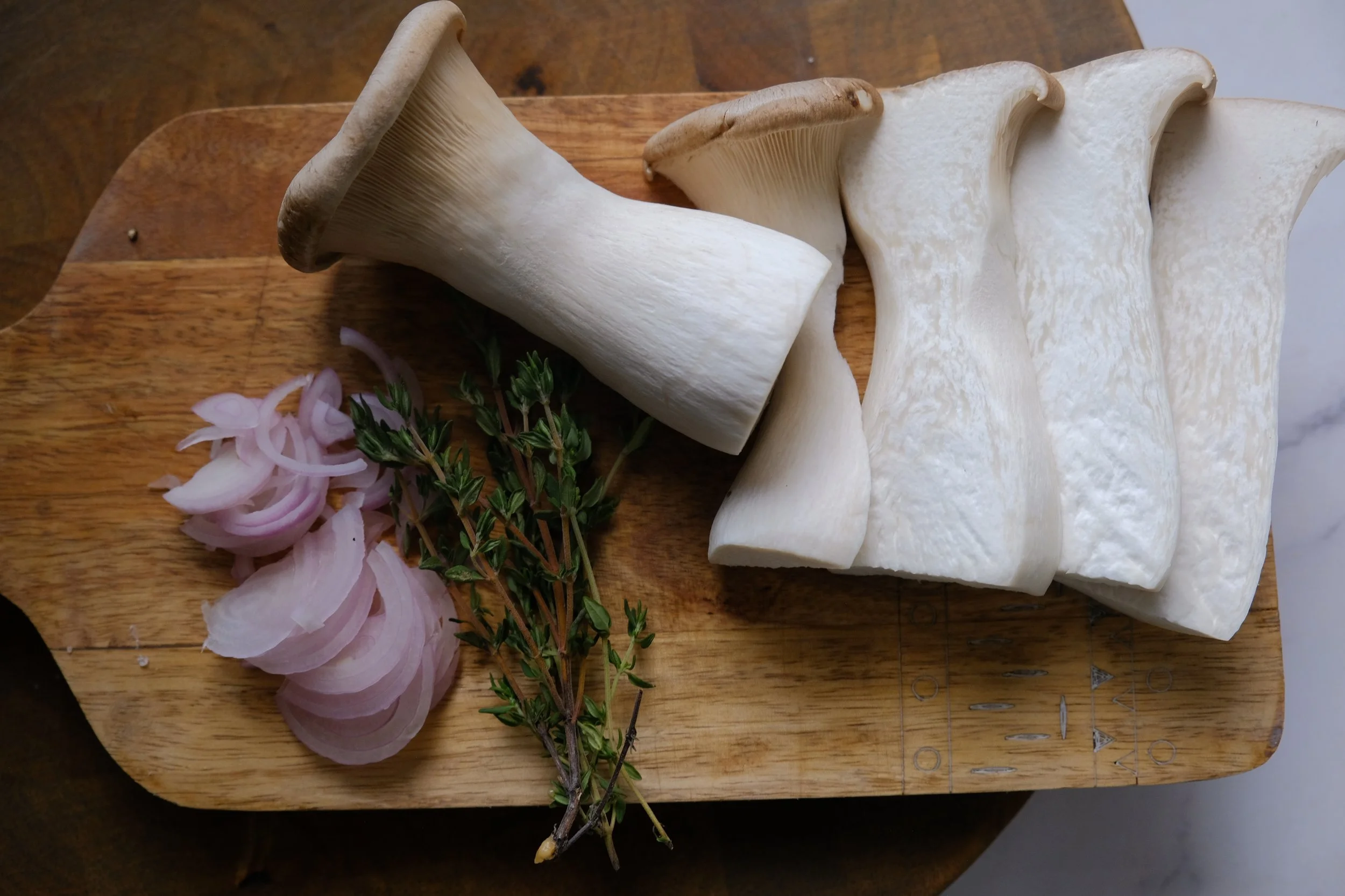 Wild Mushrooms shallots and rosemary uncooked.JPG