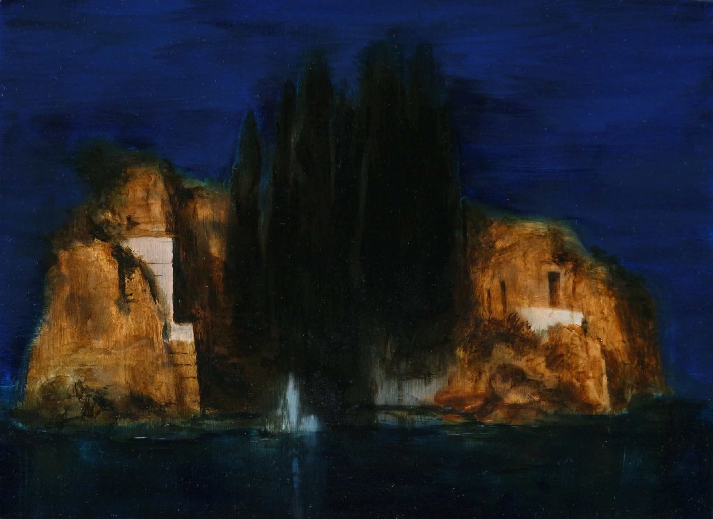 Toteninsel (4), oil on panel, 30 x 21 cm, 2022.jpeg