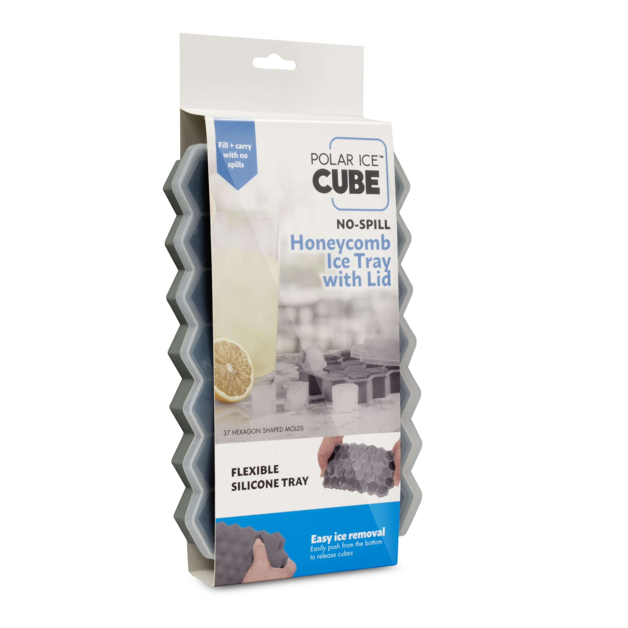 No-Spill Honeycomb Ice Cube Tray with Lid ~ Item#JB8486GRA