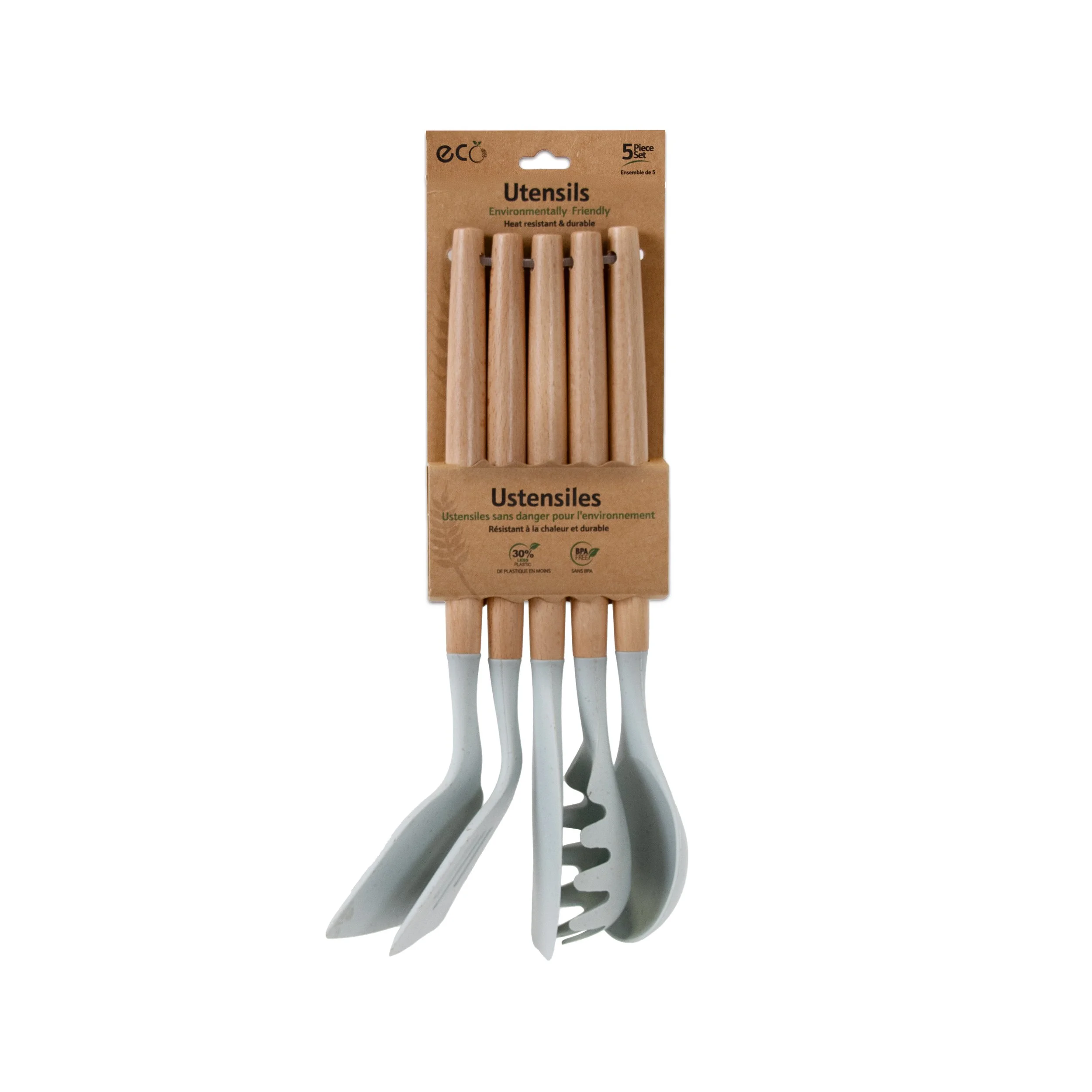 ECO Wooden SIlicone Utensil-5oc Set - CAN9951SGE