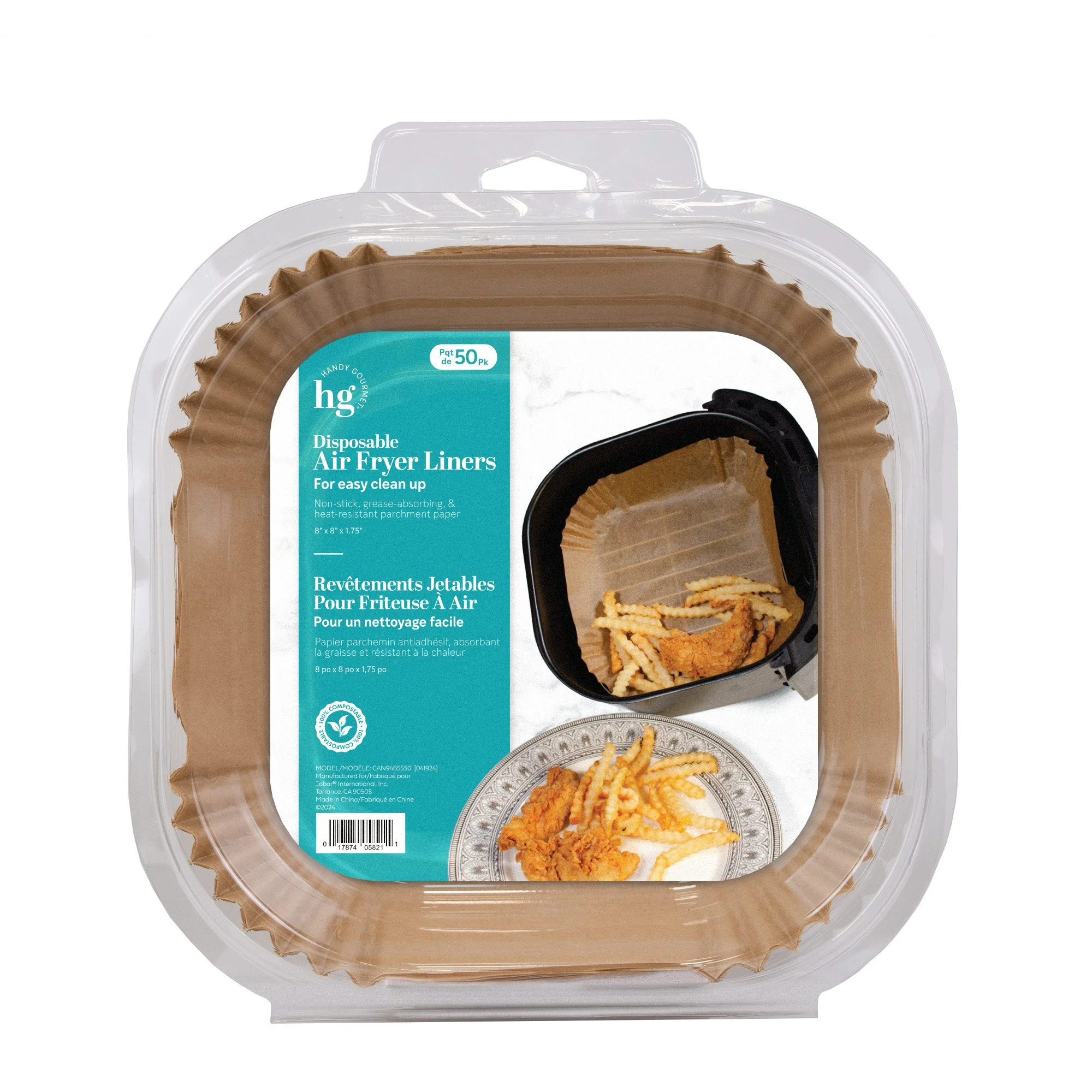 Disposable Air Fryer Liners – 8” Square - CAN9465S50