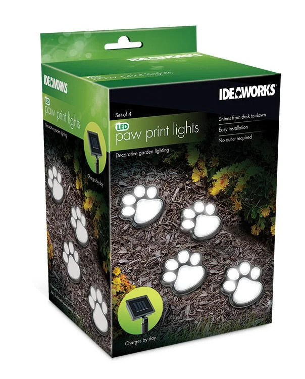 S/4 Solar Paw Print Lights ~ Item# JB7356