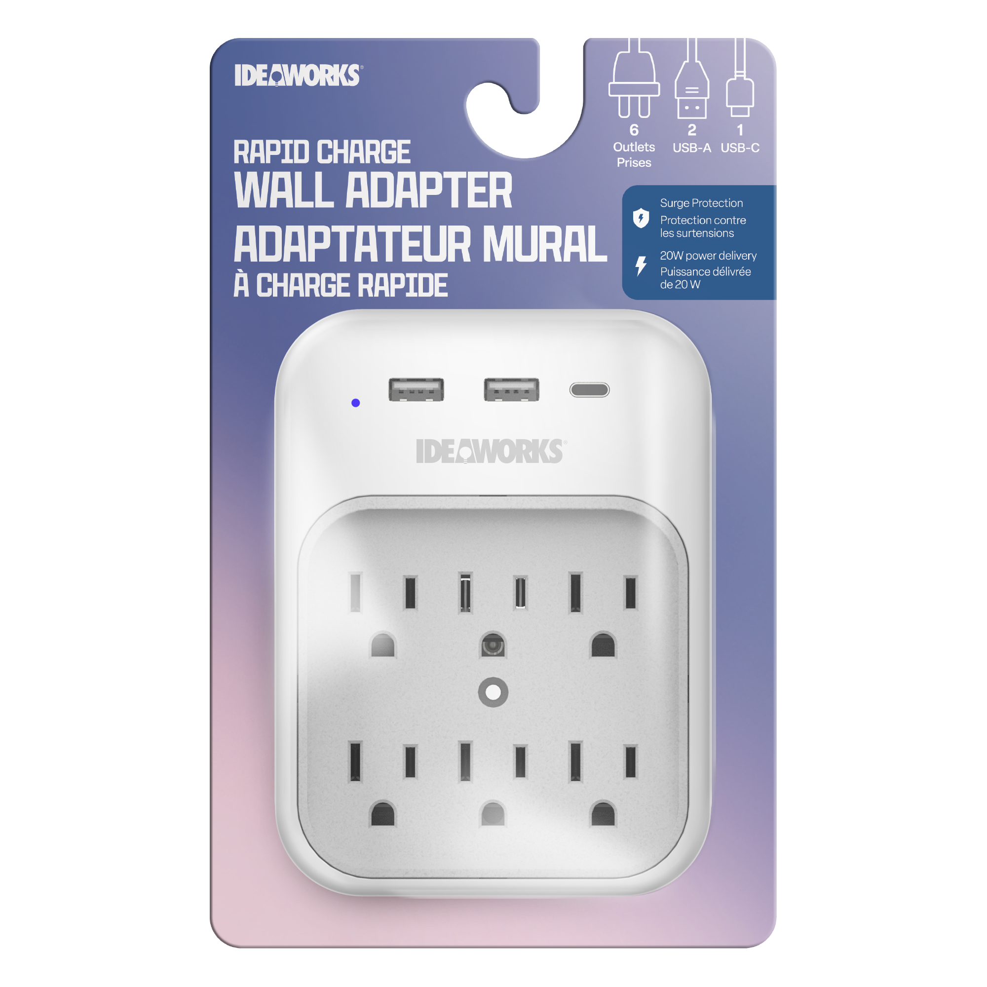 6 Outlet, 3 USB Rapid Charge Adapter - F122