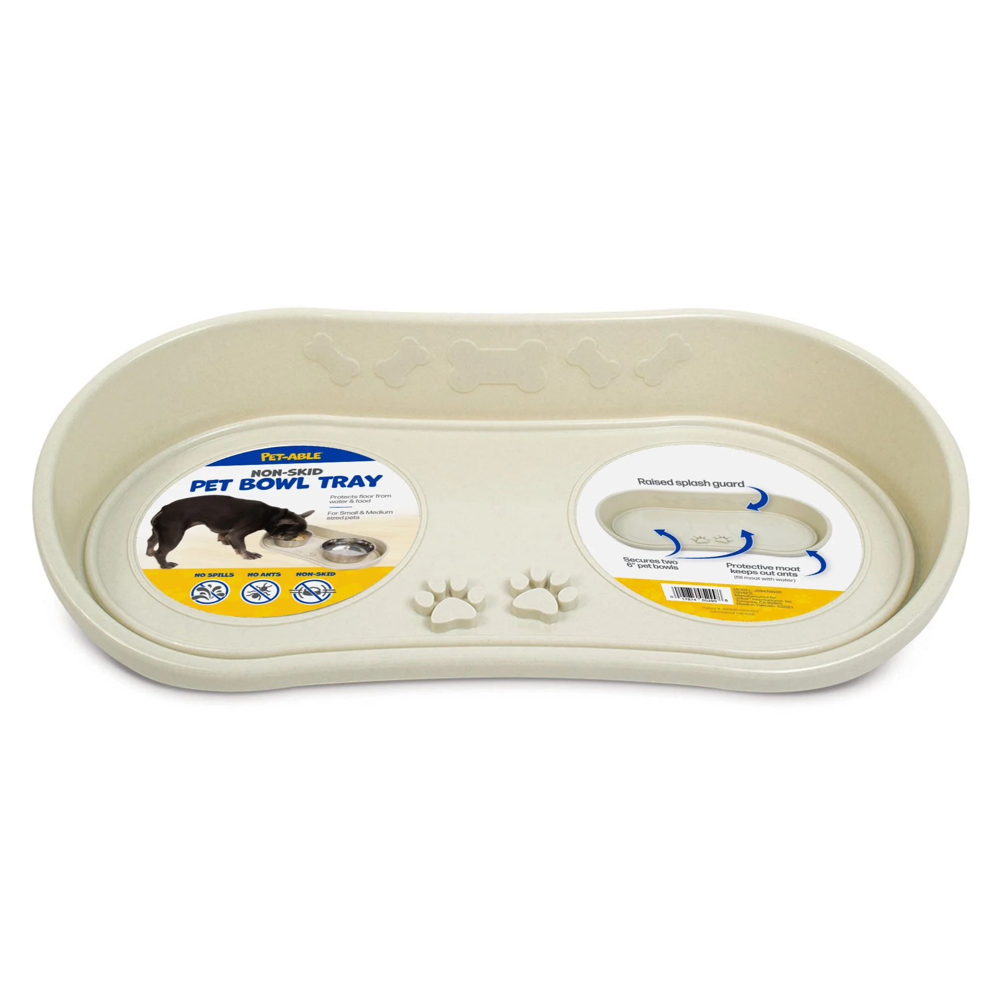 Non-Skid Pet Bowl Tray - SM Beige - JB9478BGE