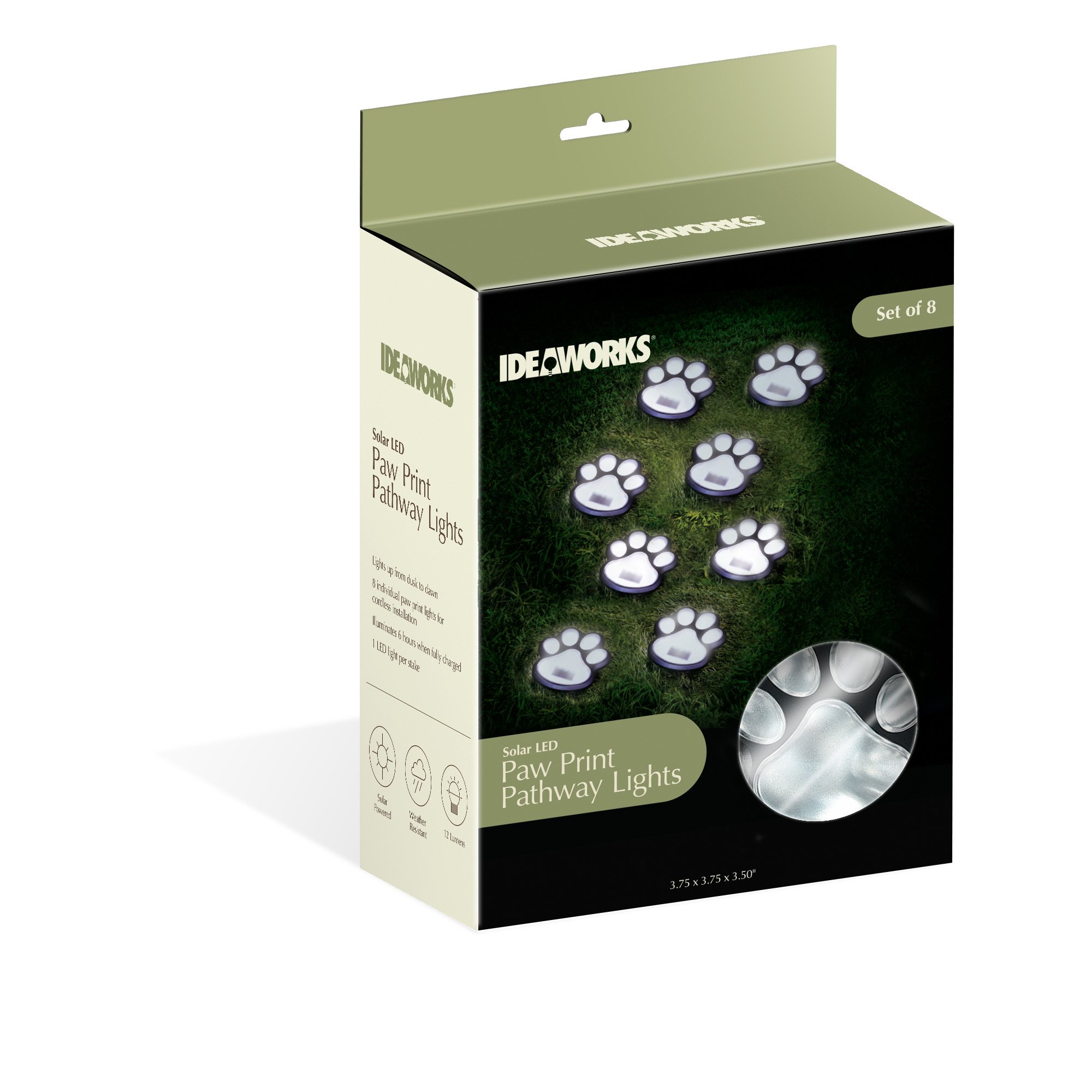 Set of 8 Solar Paw Print Pathway Lights ~ Item# JB9506S8
