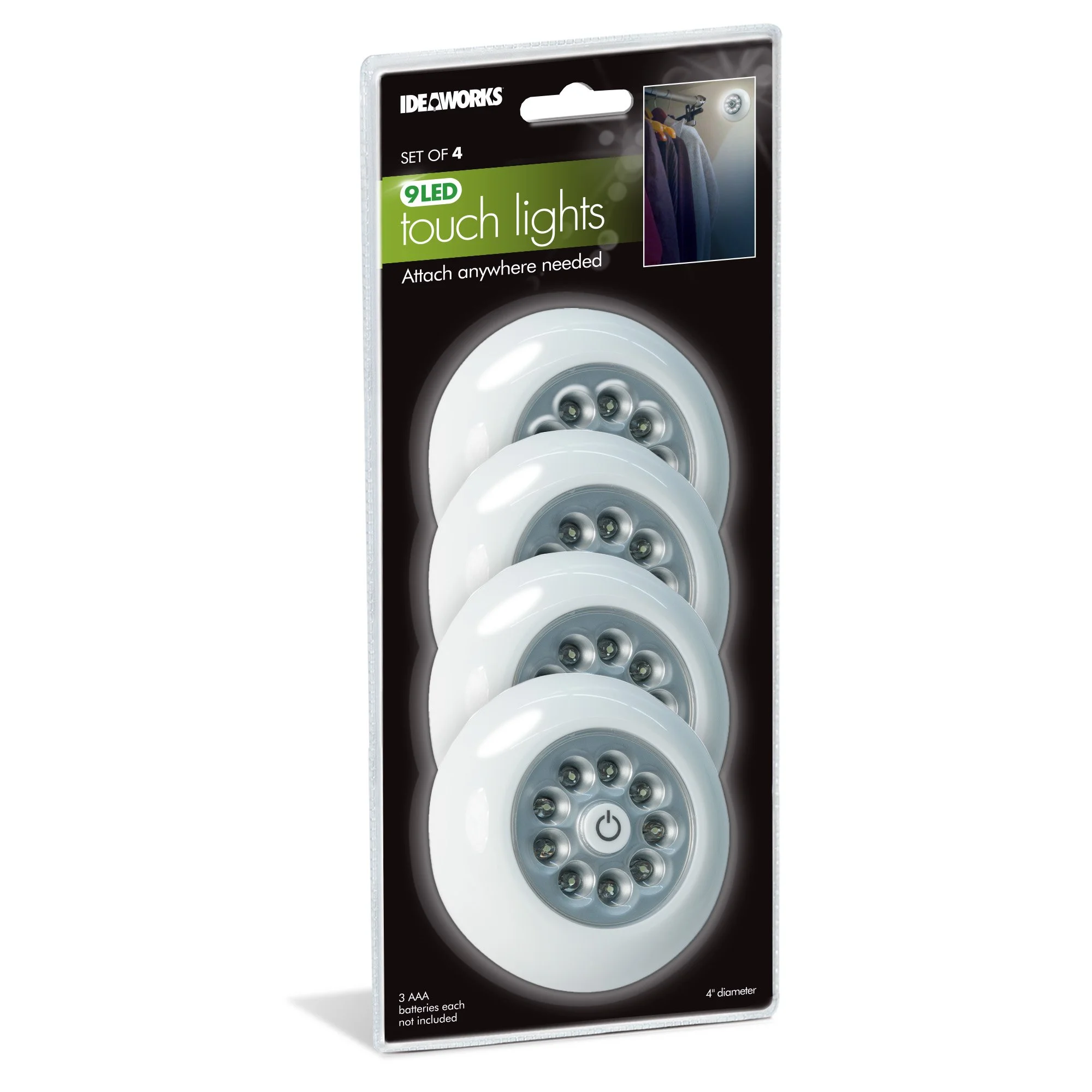 9 LED Touch Lights (Set of 4) ~ Item# RET7300S4