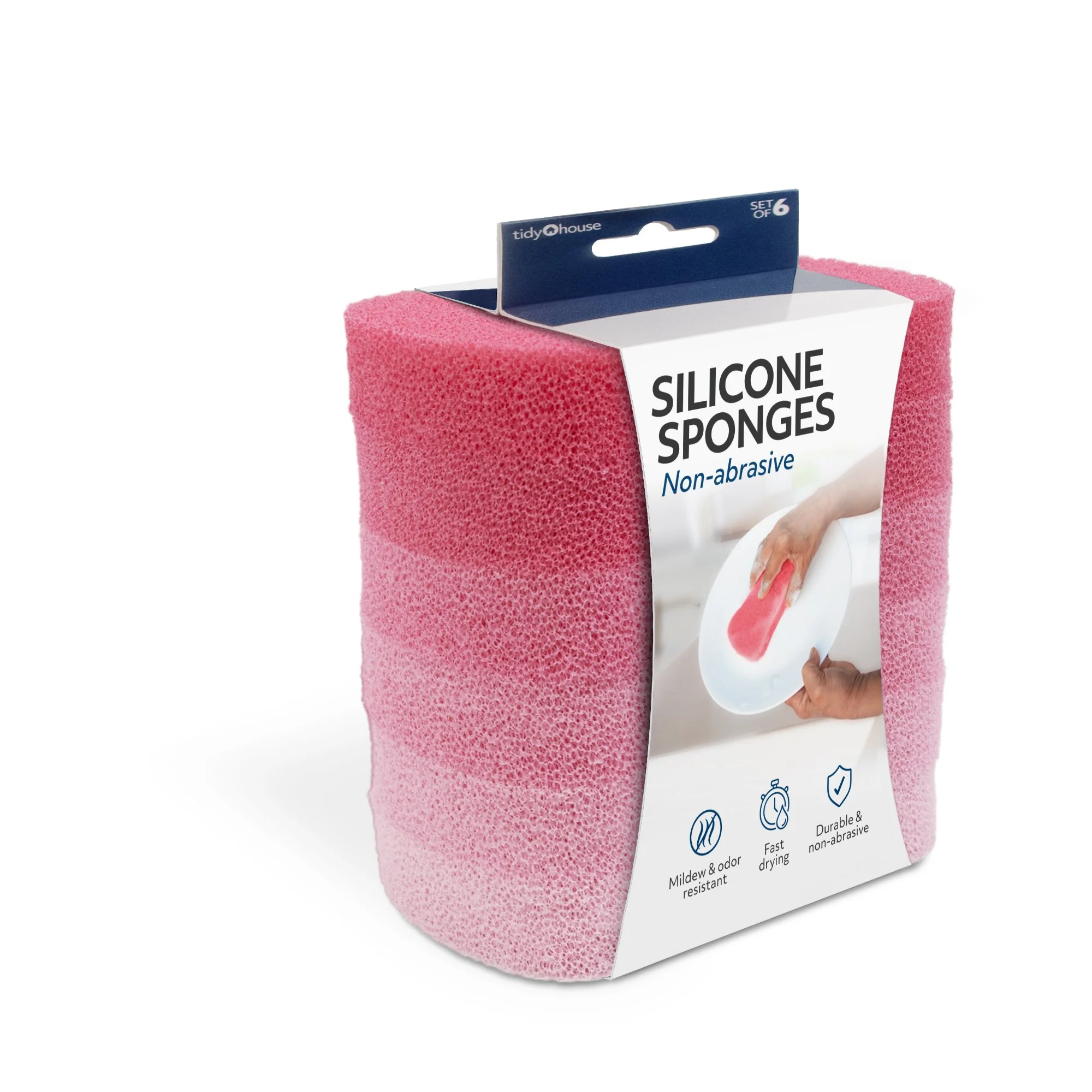 Silicone SPonges- Set of 6 Pink-JB9501S6PNK