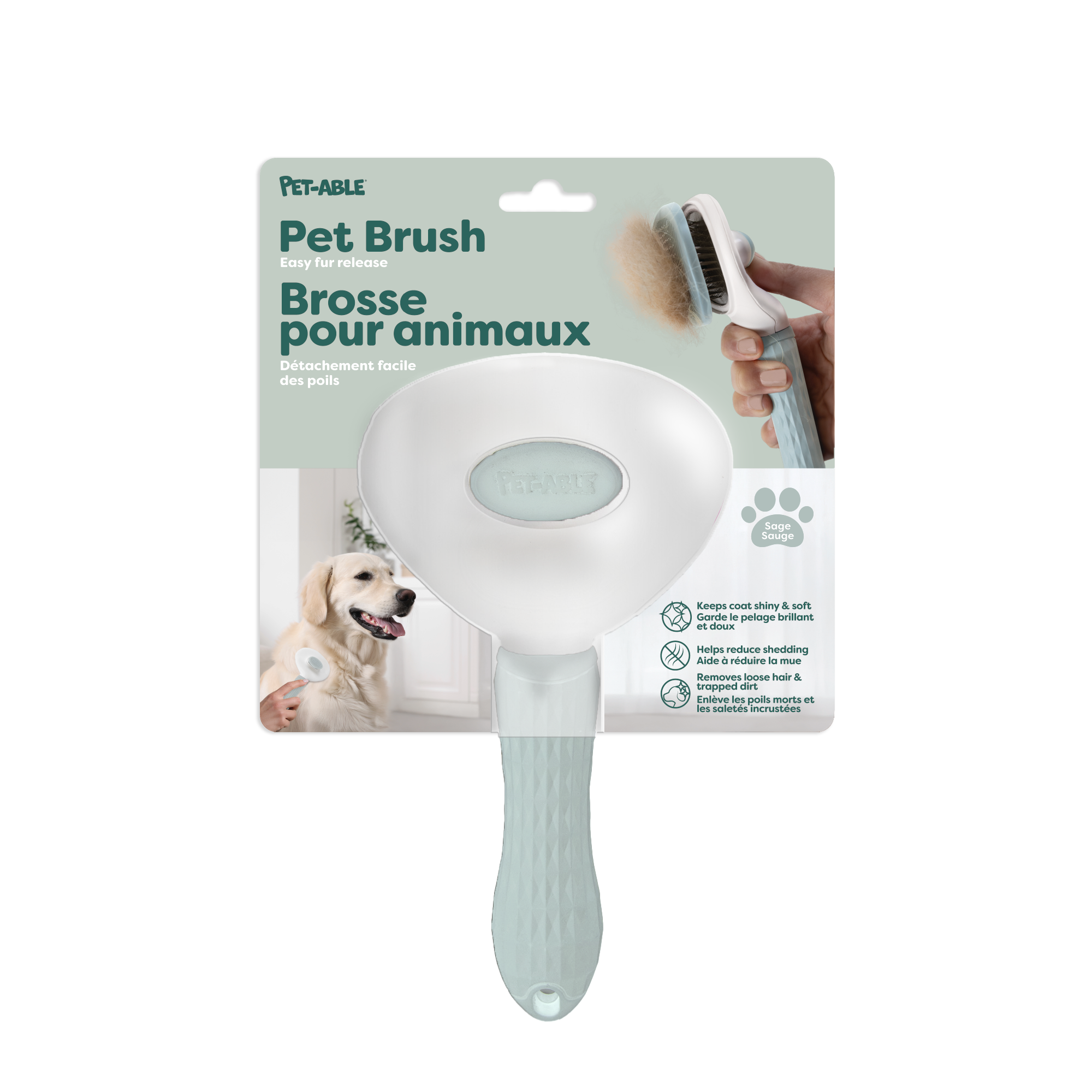 Easy Release Pet Brush – Sage Green - F9605SG