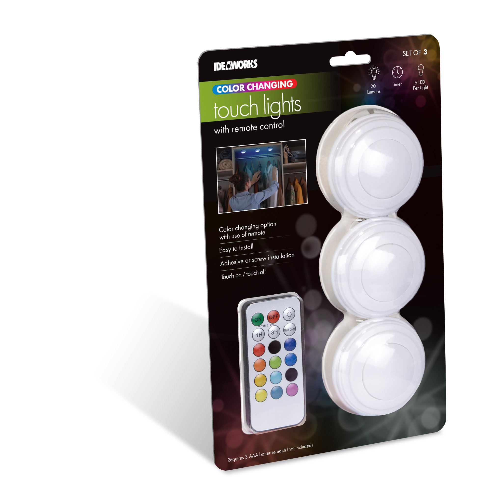 Color Changing Touch Lights w/ Remote - Set of 3 - JB9554S3
