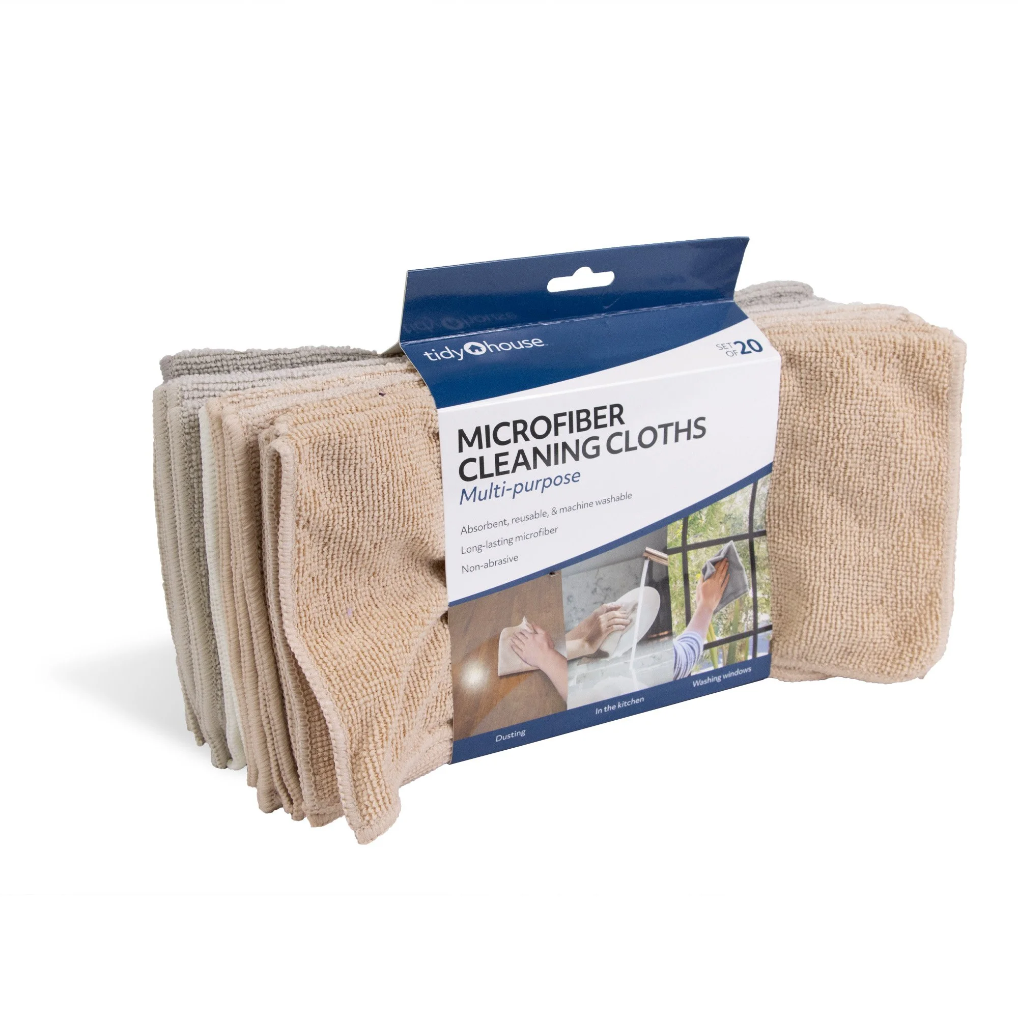 Microfiber Cleaning Cloths – 20 Pack - Beige  - JB9372S20BGE
