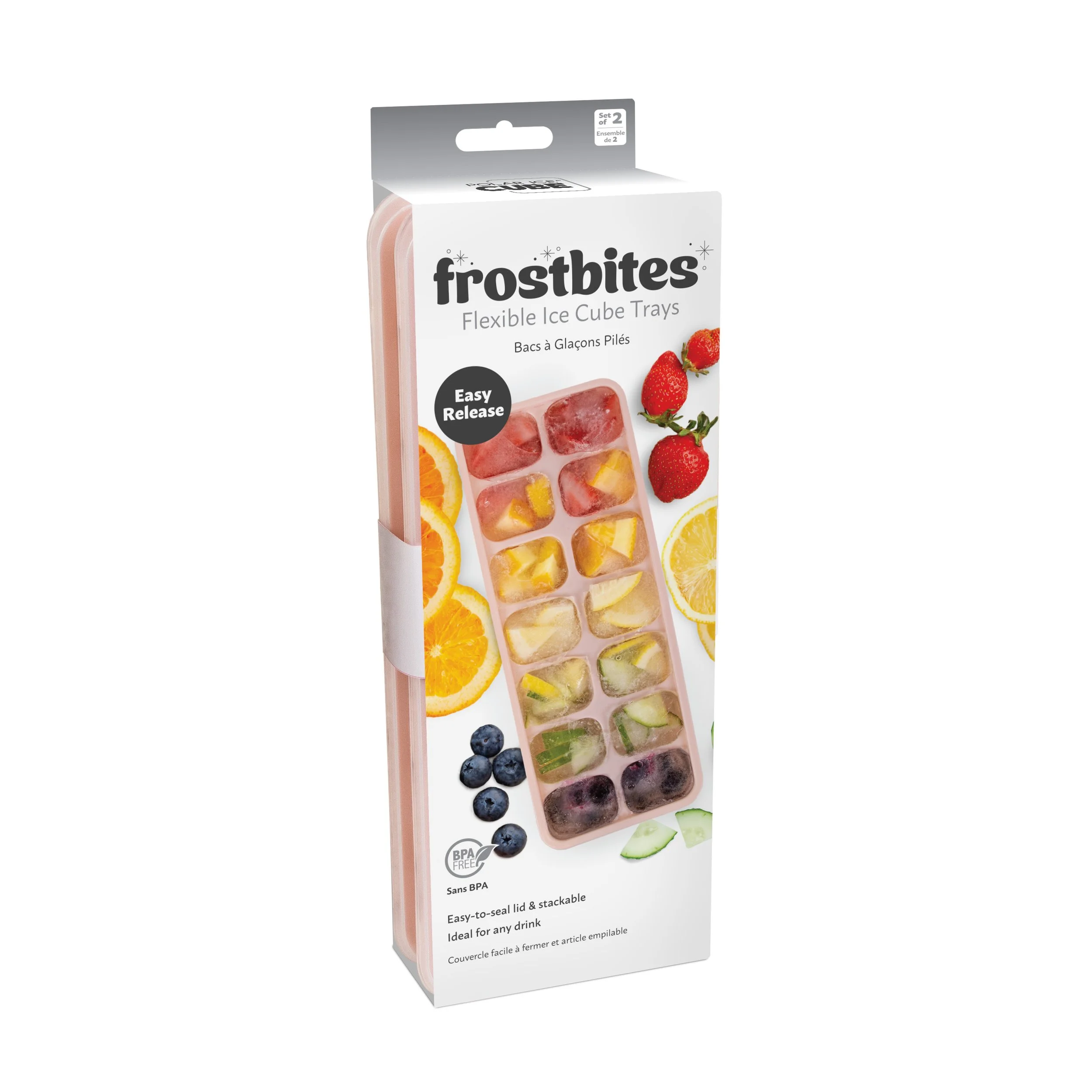FrostBites Ice Cube Trays - Set of 2 - (Bright Pink) CAN9637PNKS2