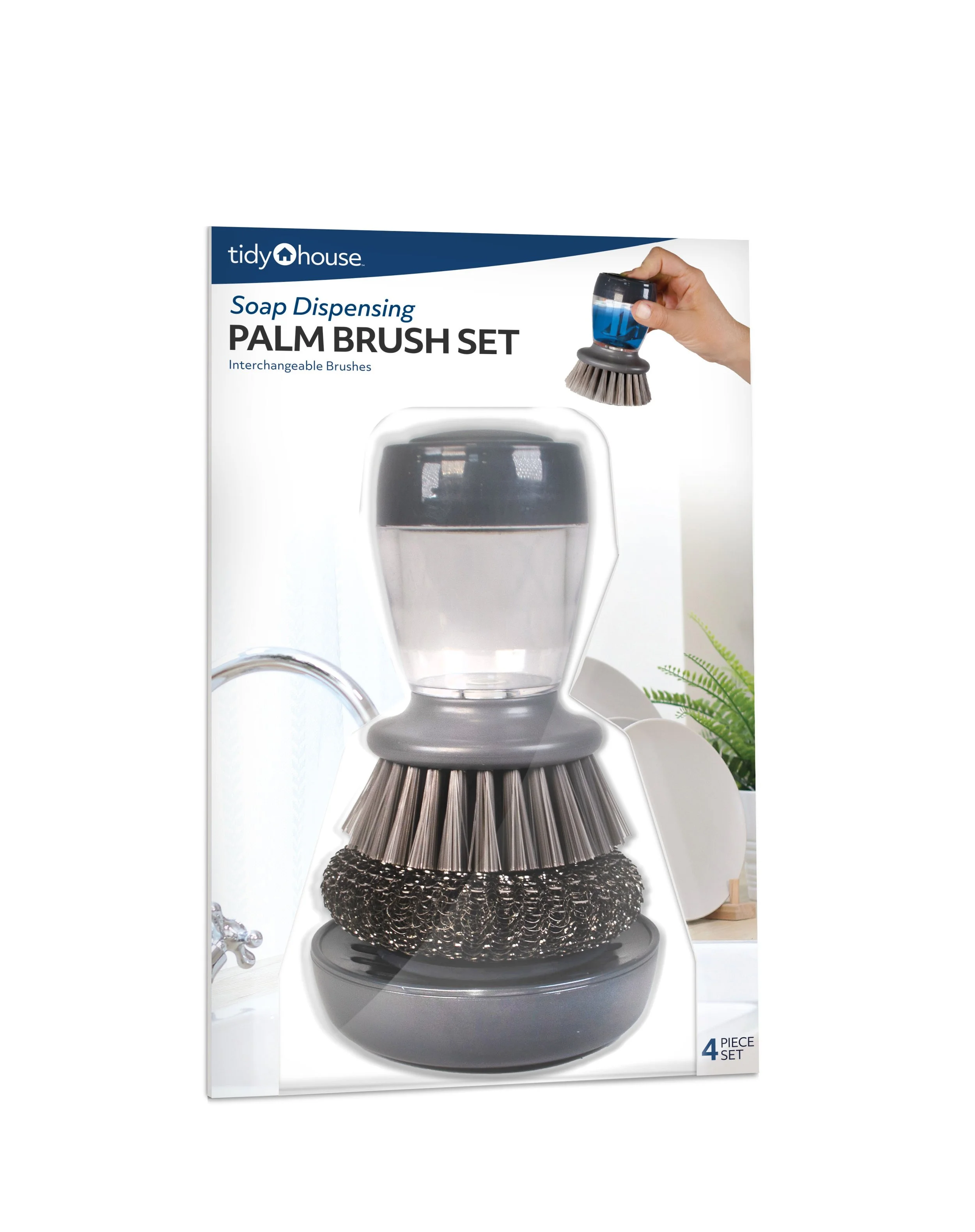Soap Dispensing Palm Brush 4pc Set ~ Item# JB9416