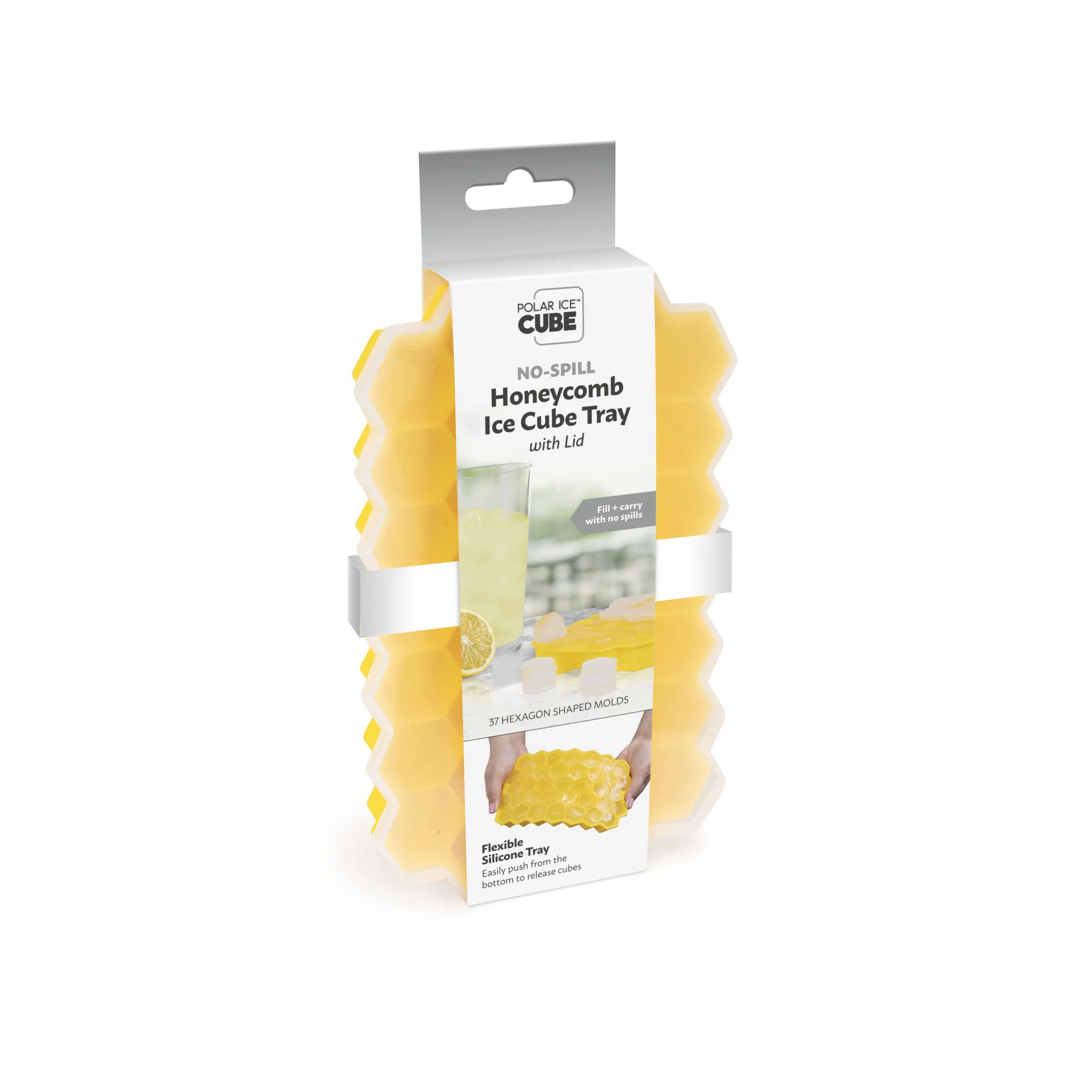No-Spill Honeycomb Ice Cube Tray with Lid ~ Item# JB8486YLW