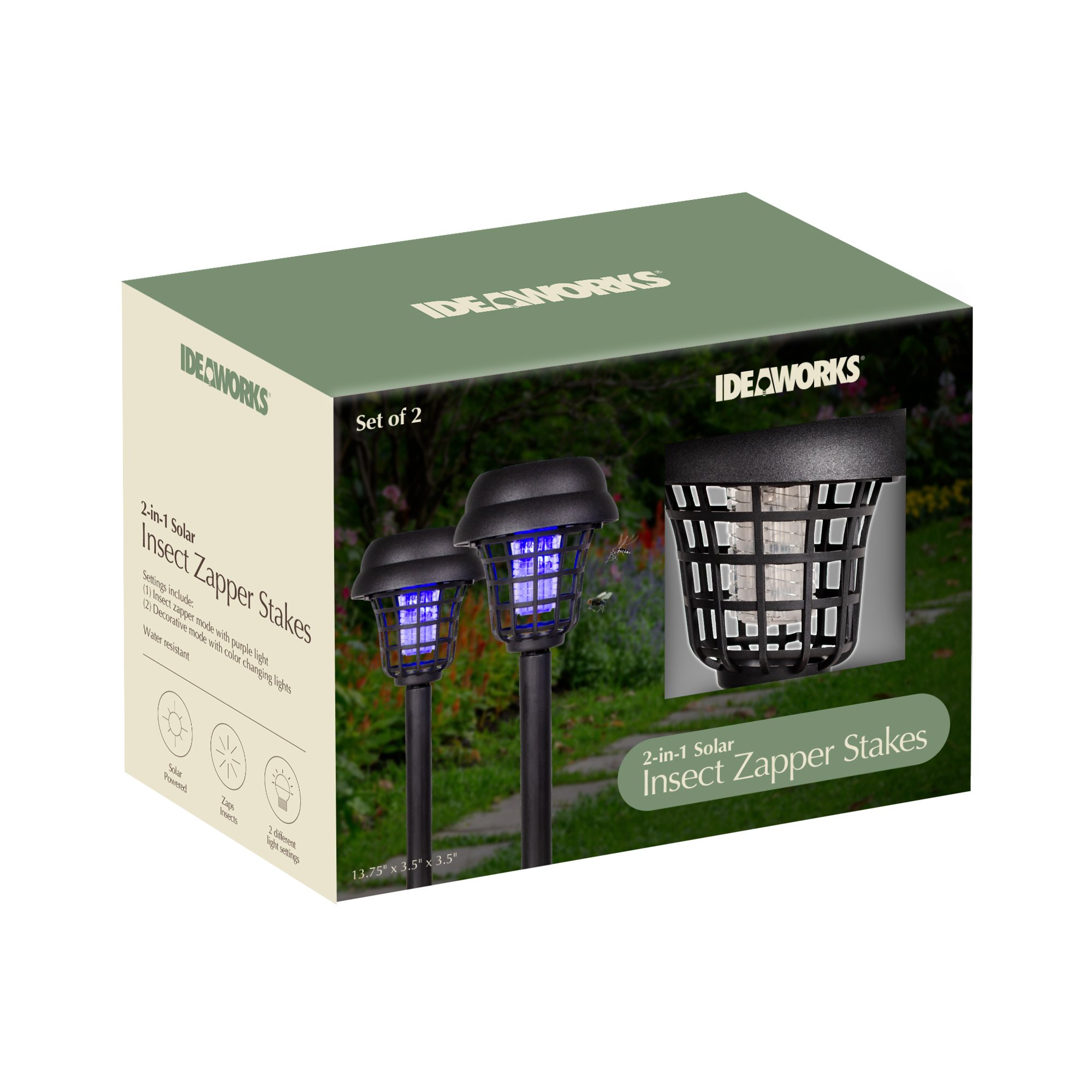 2 in 1 Solar Insect Zapper Stakes – Set of 2 ~ Item# JB9282