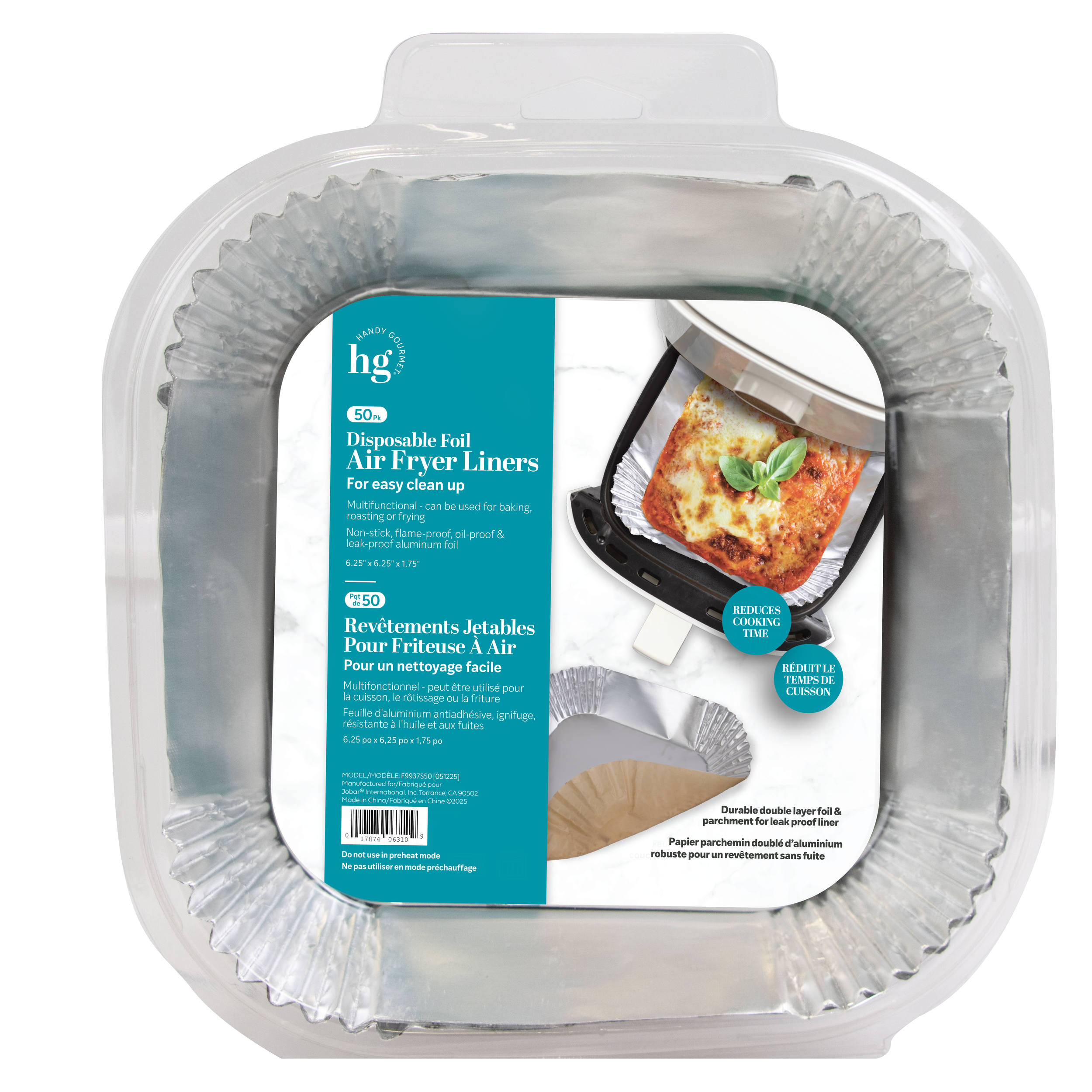 Foil Air Fryer Liners S50 Square - 6” - F9937S50