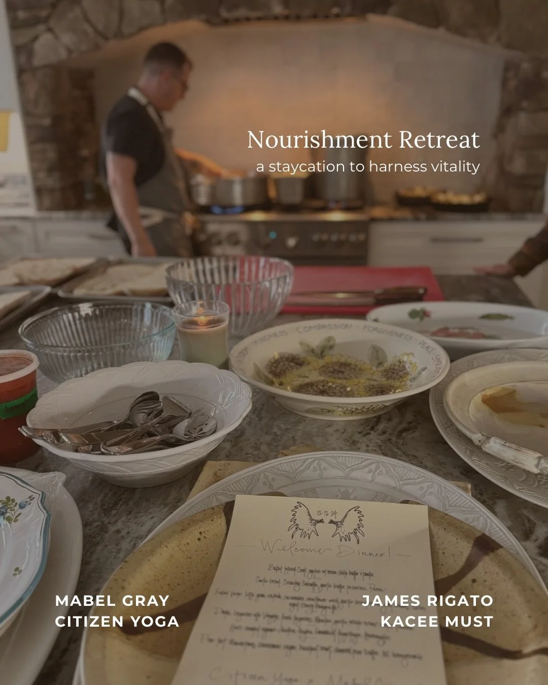 Harness your vitality in the depth of winter.

This December, join us at a cozy lakeside haven in Sylvan Lake, Michigan for a weekend of nourishing food, mindful movement, and supportive community. Mabel Gray Chef James Rigato brings an elevated dini