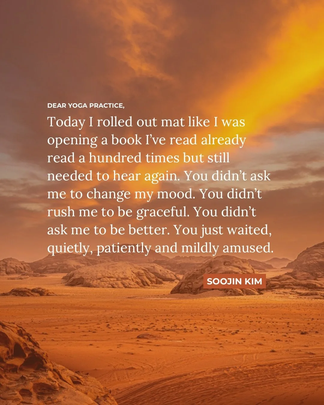 Our teacher Soojin&rsquo;s love letter to the practice 💛

&ldquo;Dear Yoga Practice, today I rolled out my mat like I was opening a book I&rsquo;ve already read a hundred times but still needed to hear again...&rdquo;

Read her full reflection in po