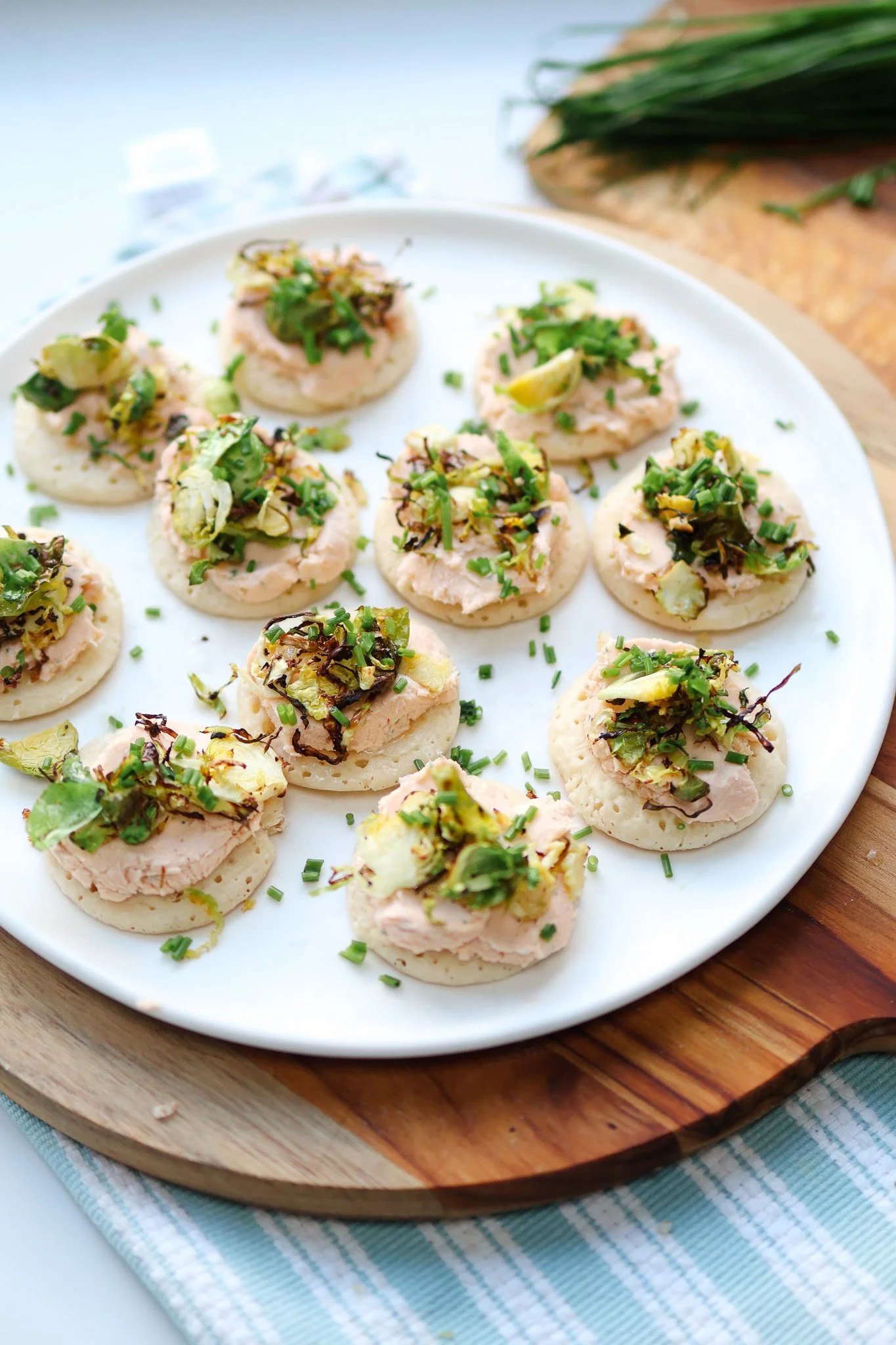 Smoked Trout Blinis with Crispy Sprouts
