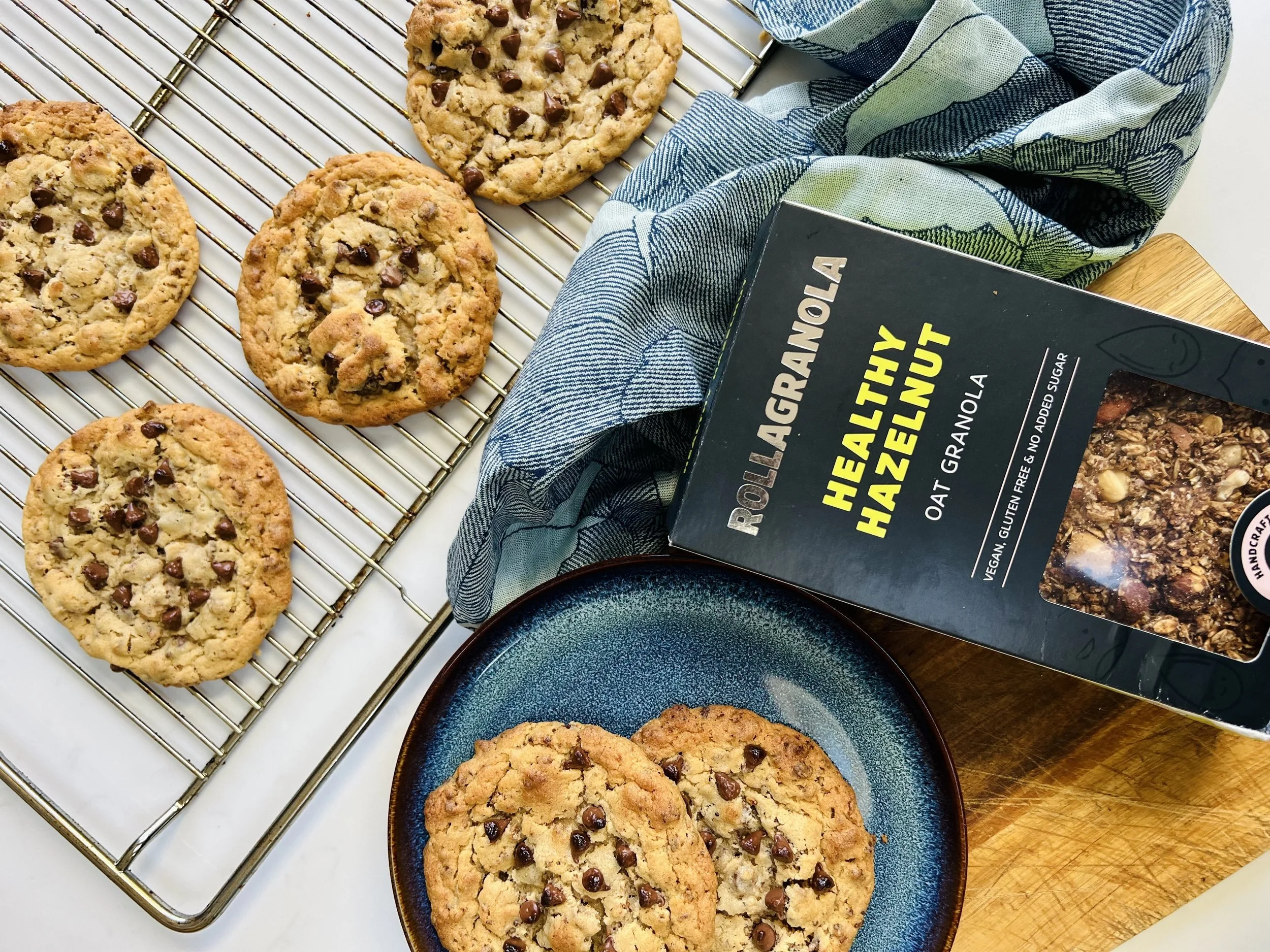 Rollagranola Choc Chip Cookies made with Absolutely Hazelnut Granola