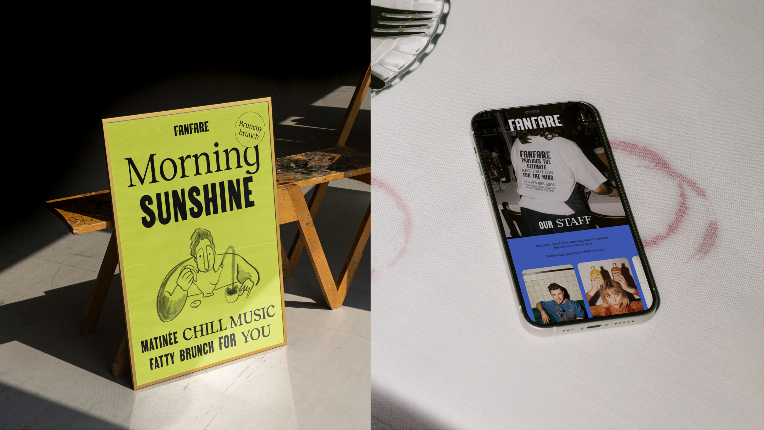 Fanfare – Brand identity, Illustration and Art direction for a London based Restaurant and Cafè